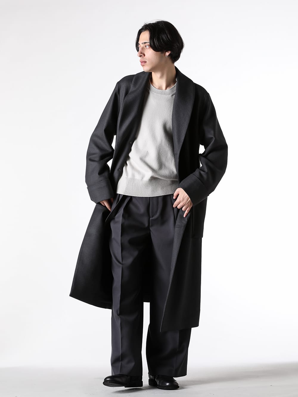 IRENISA ショールカラーコート バギートラウザースタイル -FASCINATE