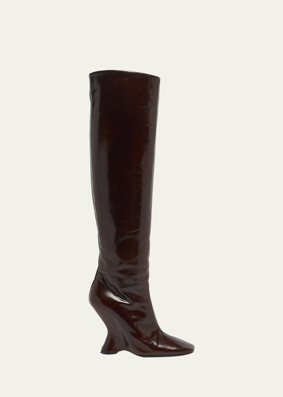 Dries Van Noten Glove Leather Wedge Knee Boots - Bergdorf Goodman