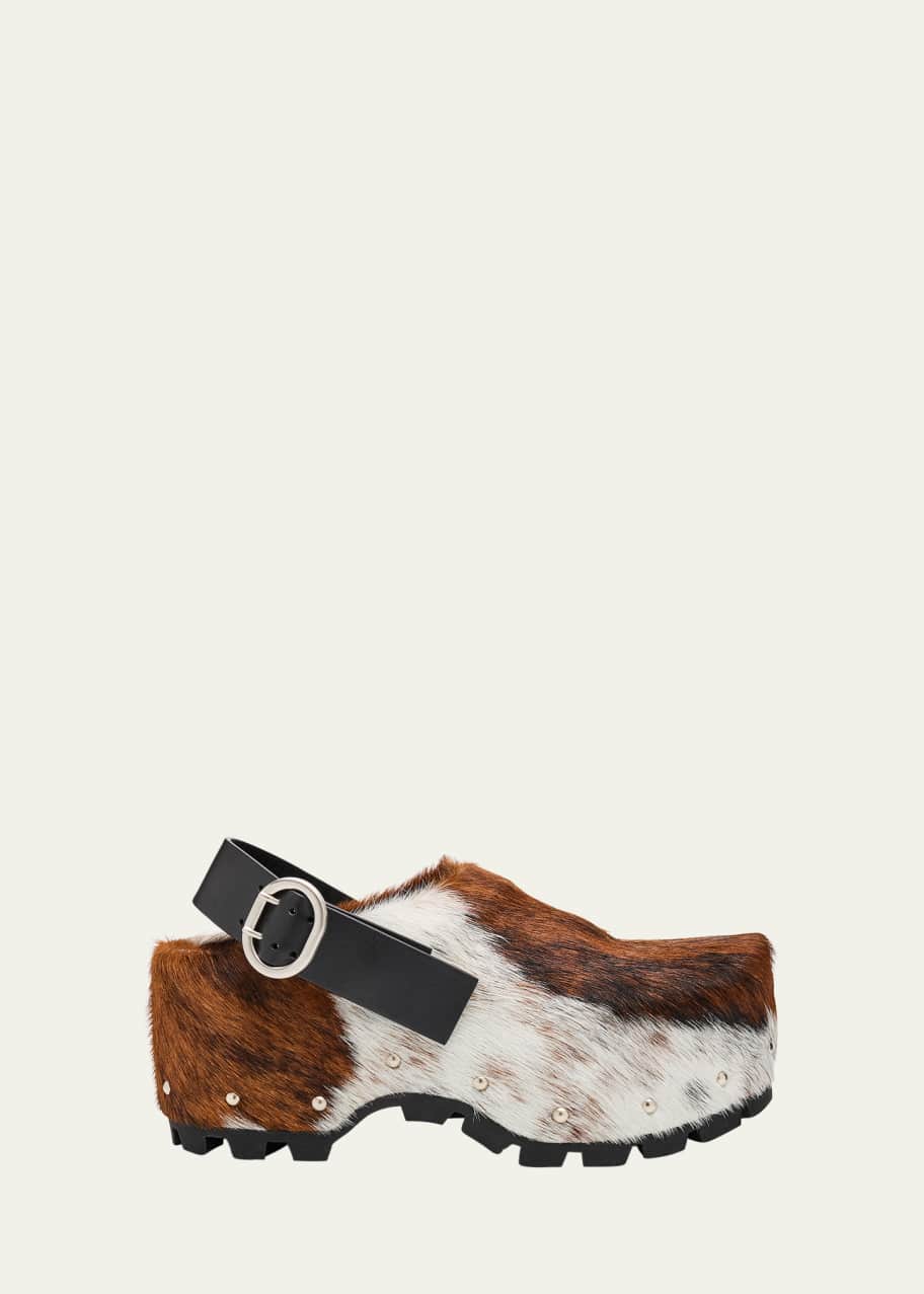 Jil Sander Calf Hair Platform Clogs - Bergdorf Goodman