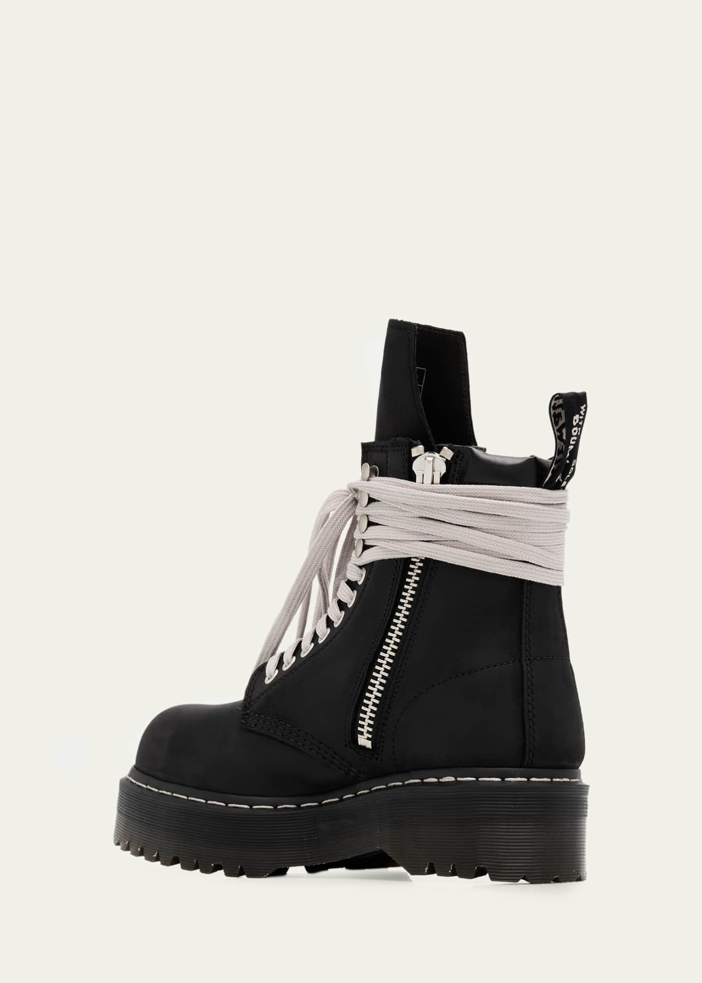Rick Owens x Dr. Martens Quad Sole Steel Toe Leather Ankle Boots