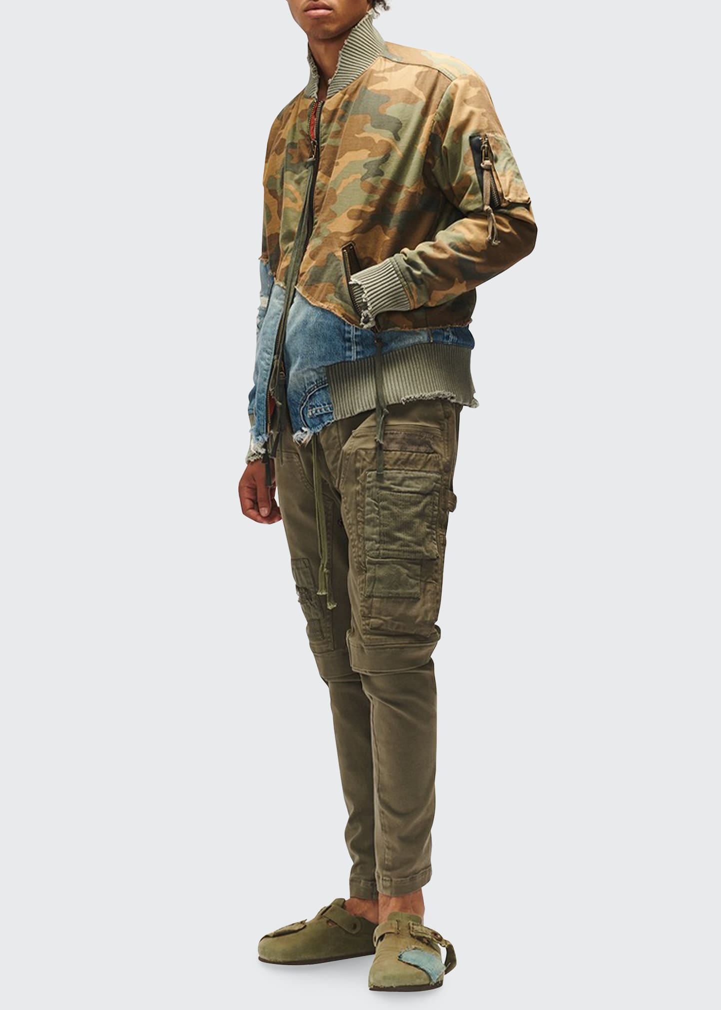 Greg Lauren Men's 50/50 Camo Denim Bomber Jacket - Bergdorf Goodman