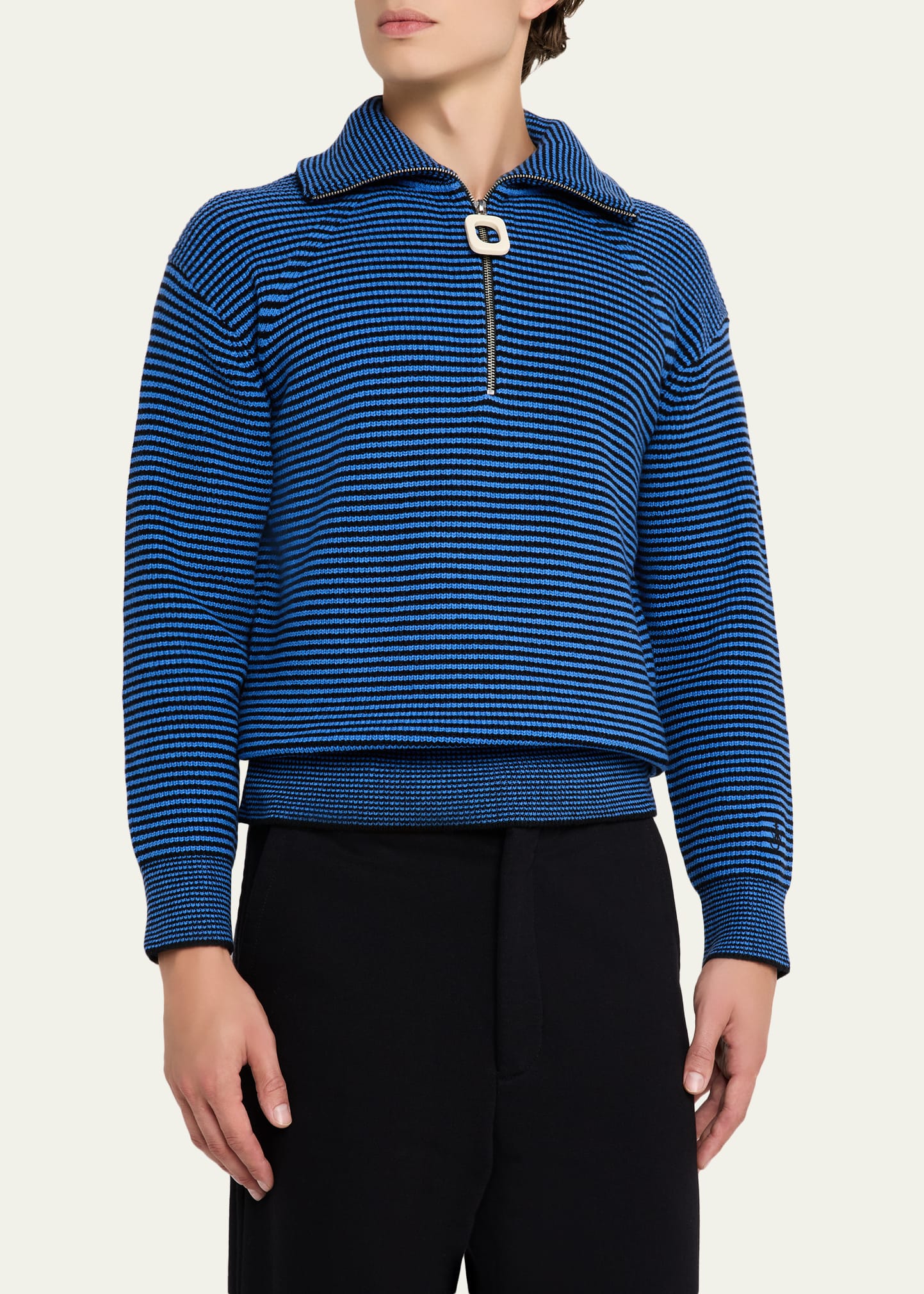JW Anderson Men's Stripe Half-Zip Turtleneck Sweater - Bergdorf