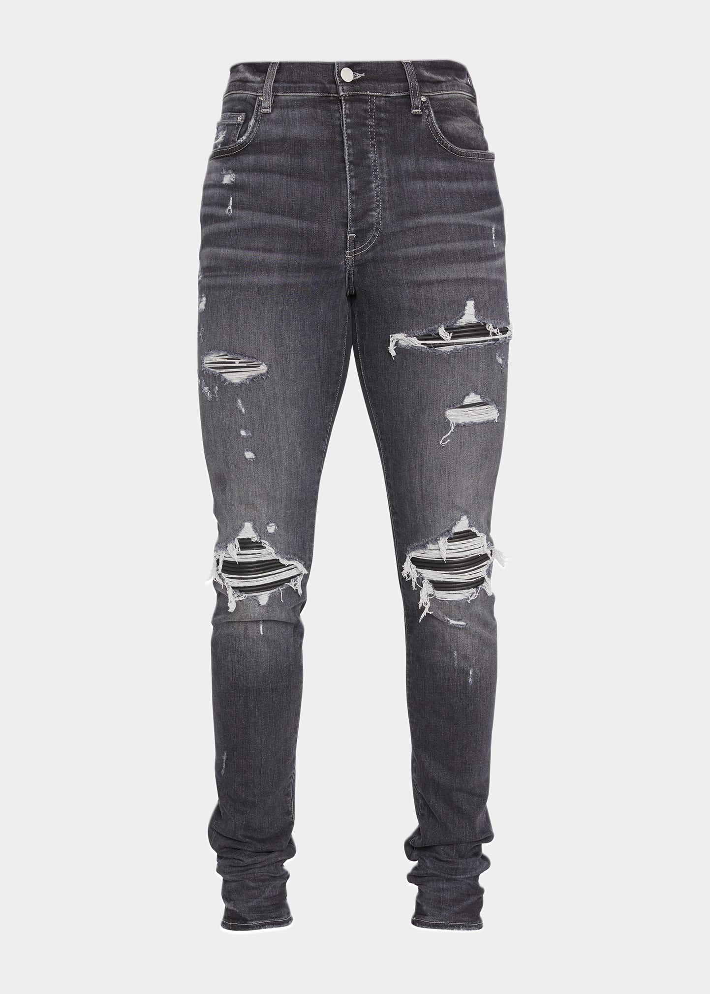 Amiri Men's MX1 Leather-Patch Skinny Jeans - Bergdorf Goodman