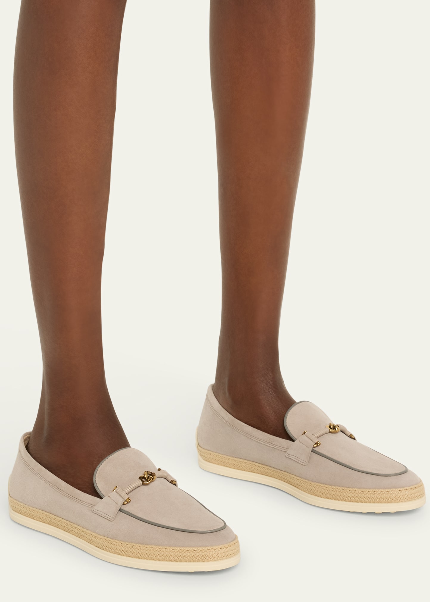 Tod's Gomma Suede T-Ring Espadrille Driver Loafers - Bergdorf Goodman