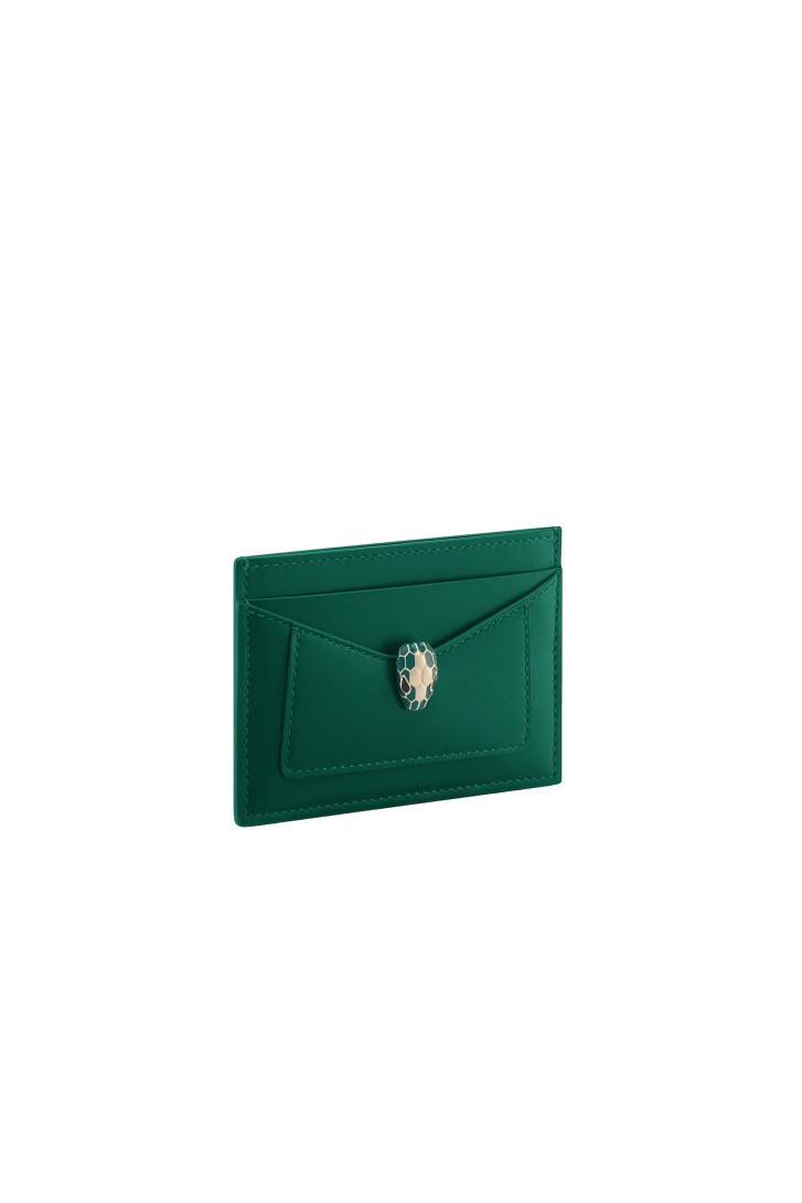 Green Calf leather Serpenti Forever Card Holder 294604 | Bvlgari
