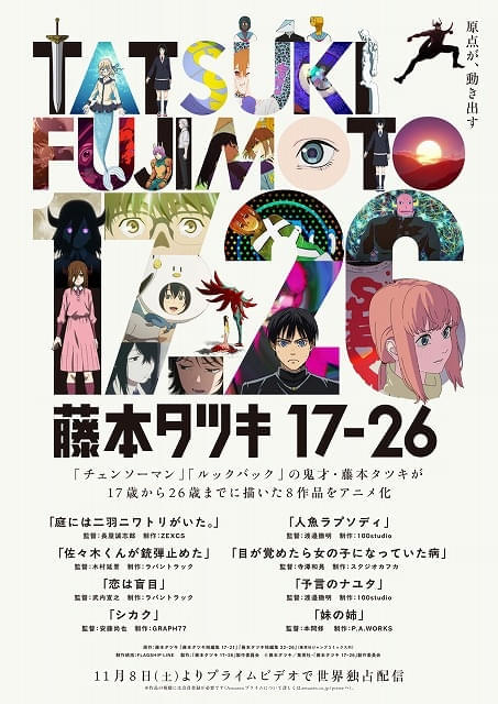 チェンソーマン」「ルックバック」の藤本タツキの短編8作品がアニメ化