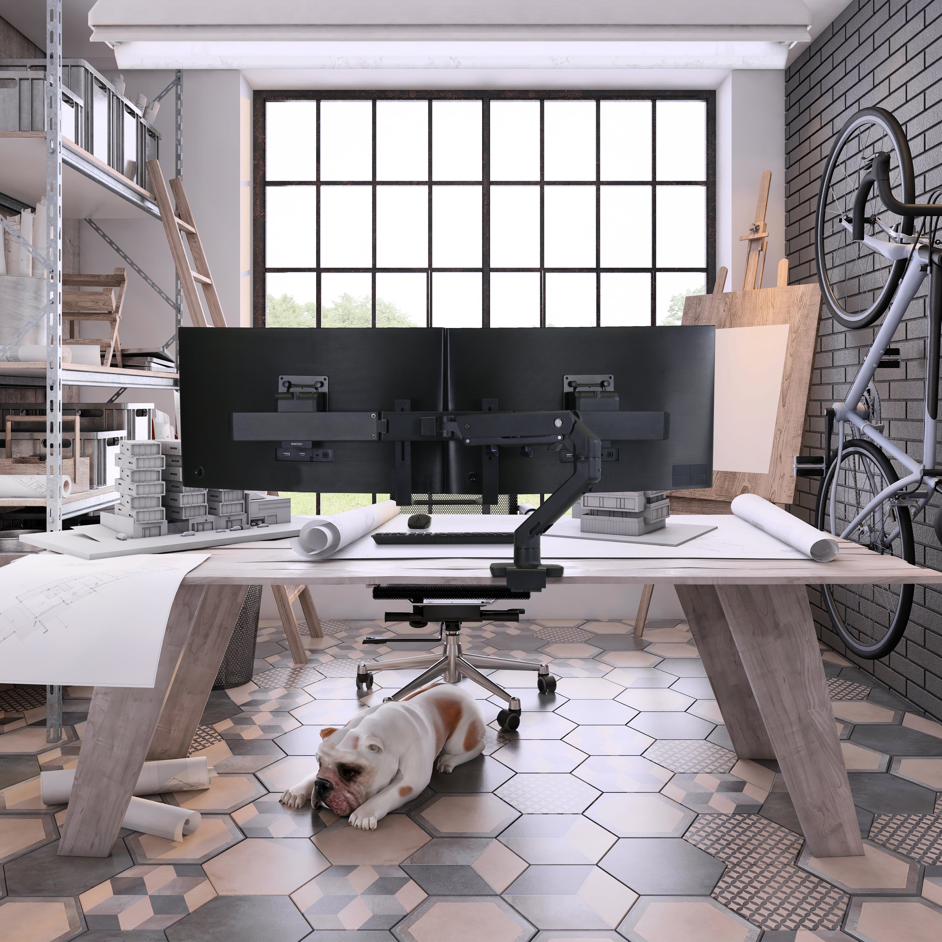 HXデスクデュアルモニターアーム | 45-476 | Ergotron