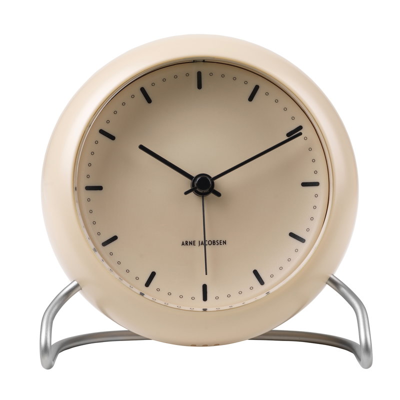 Arne Jacobsen AJ City Hall table clock with alarm, sandy beige