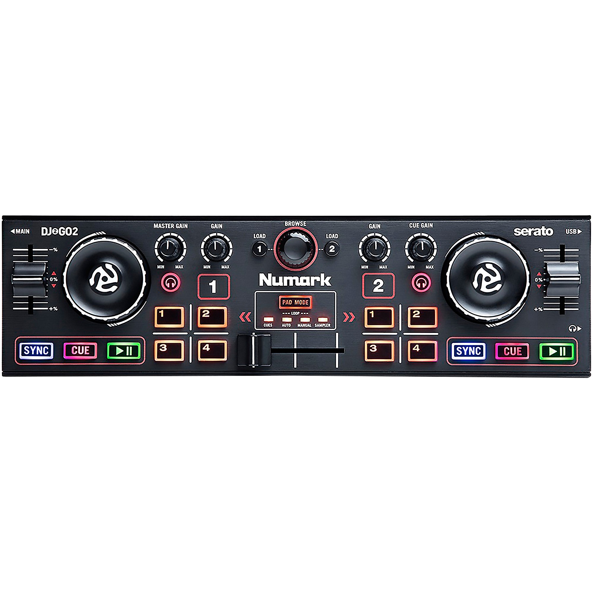 Numark DJ2GO2 Compact Portable Serato DJ Controller with Audio