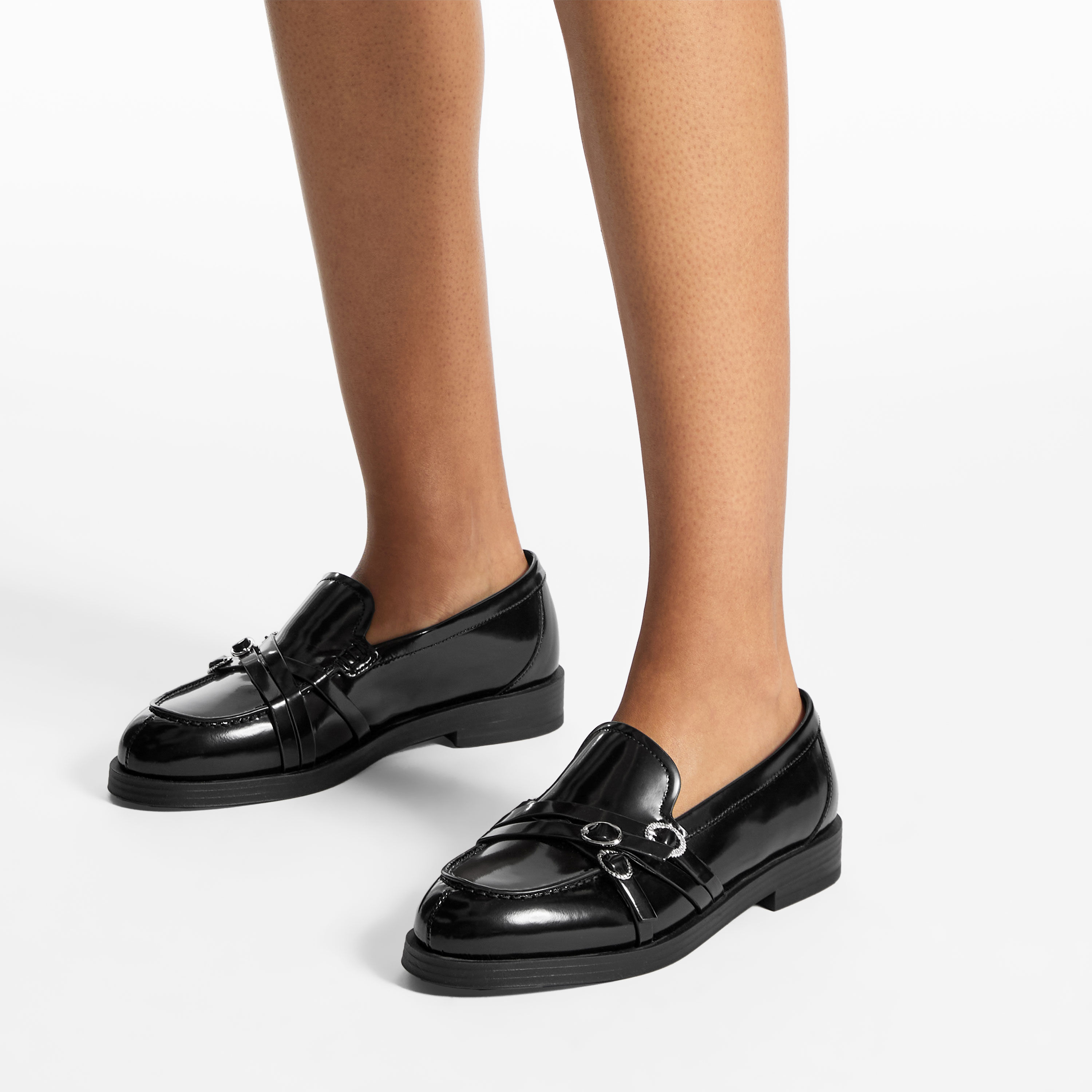 カリア ローファー | ブラック ポリッシュドカーフレザー・ローファー