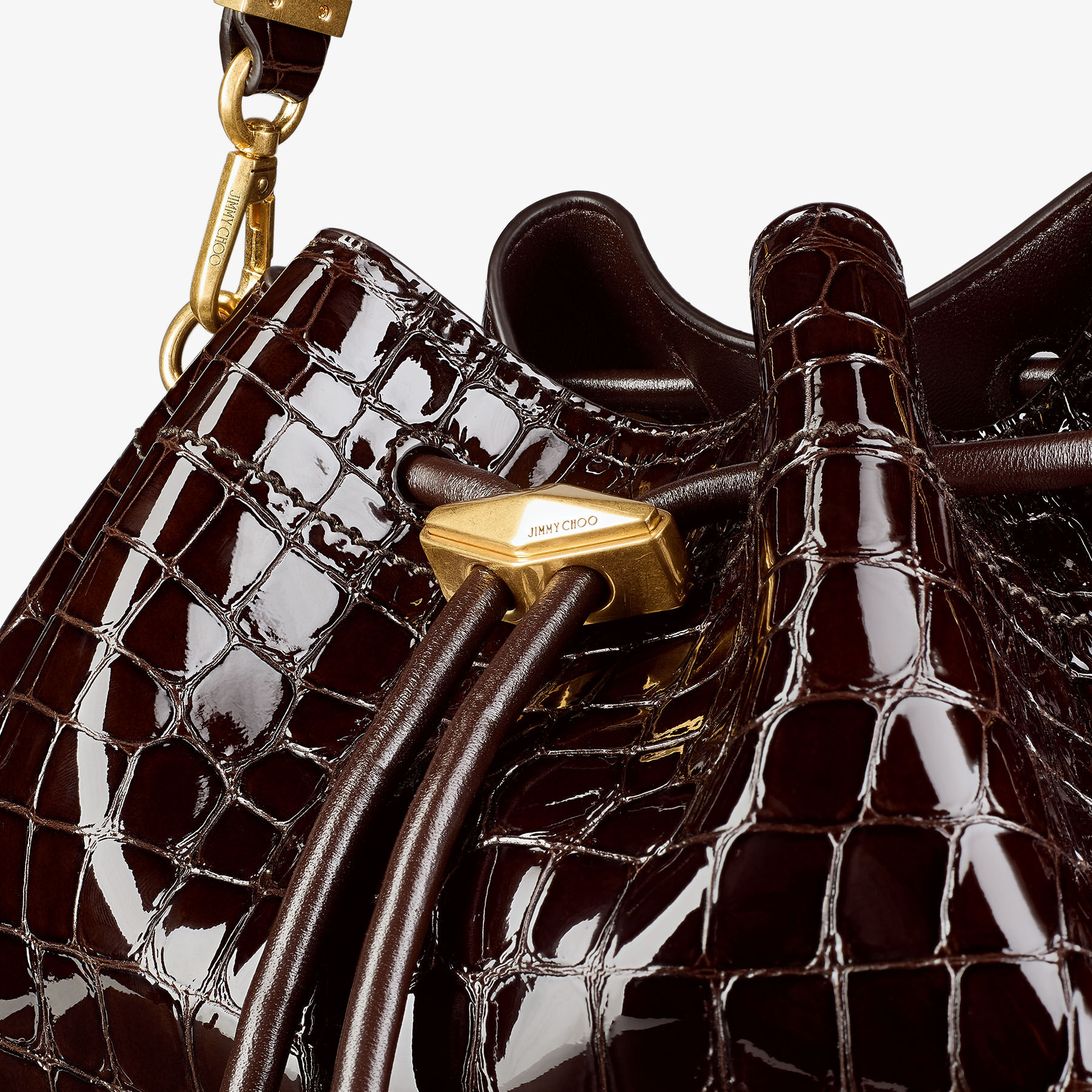 Cinch Medium | Sambuco Croc Embossed Leather Bag | JIMMY CHOO