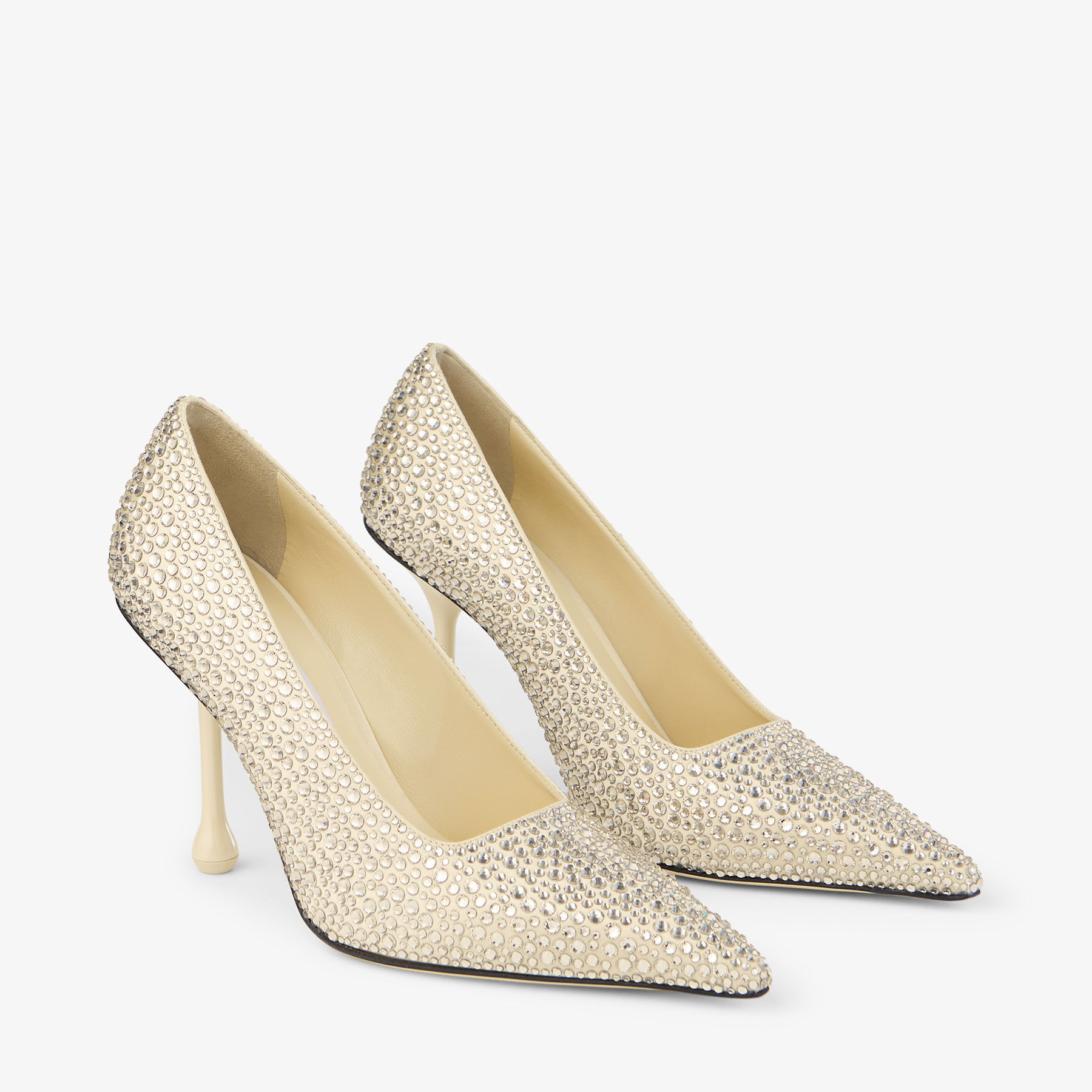 Ixia 95 | Yellow Buttermilk Satin Rhinestones Pumps | JIMMY CHOO