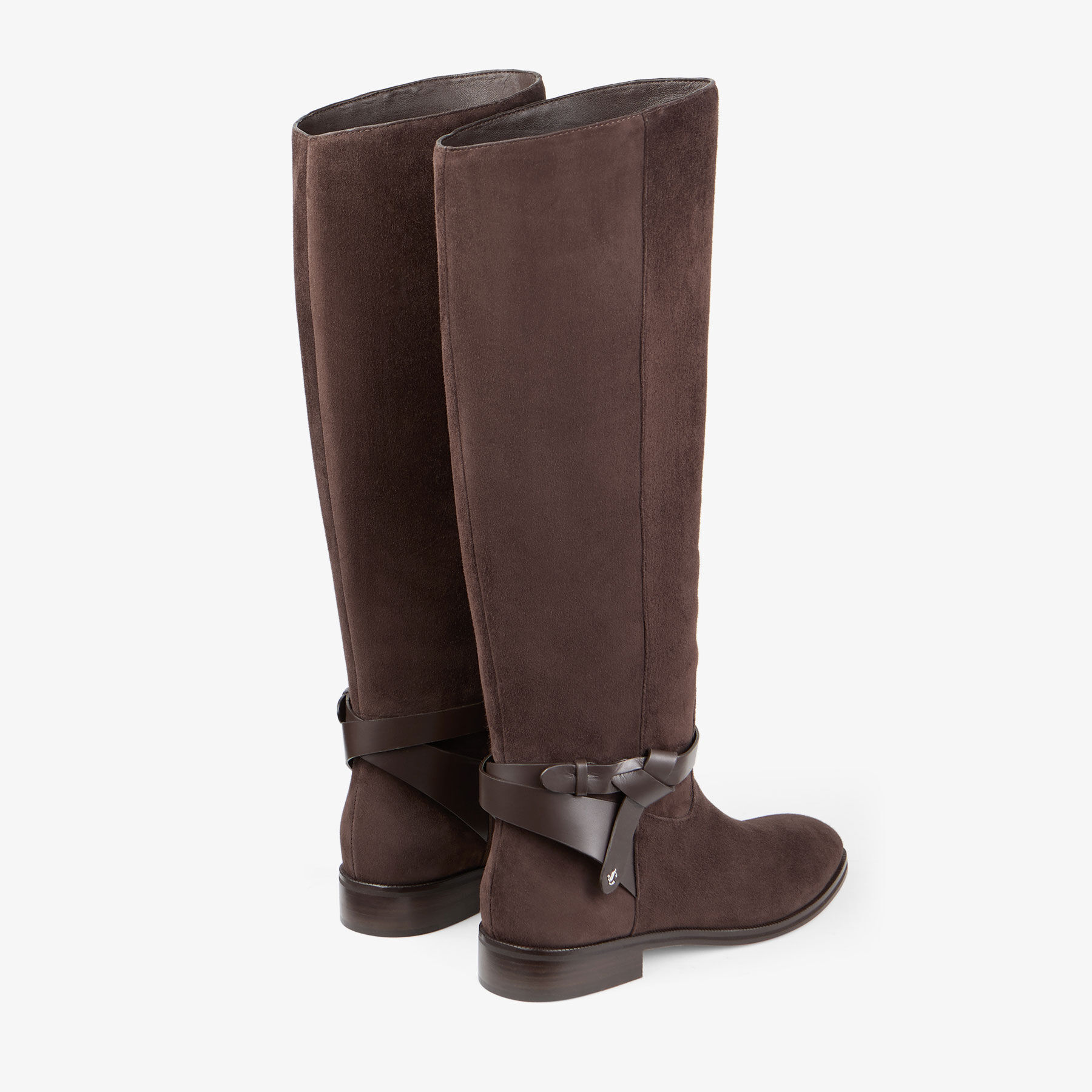 Lawton Knee Boot Flat | Chocolate Suede and Calf Leather Knee High