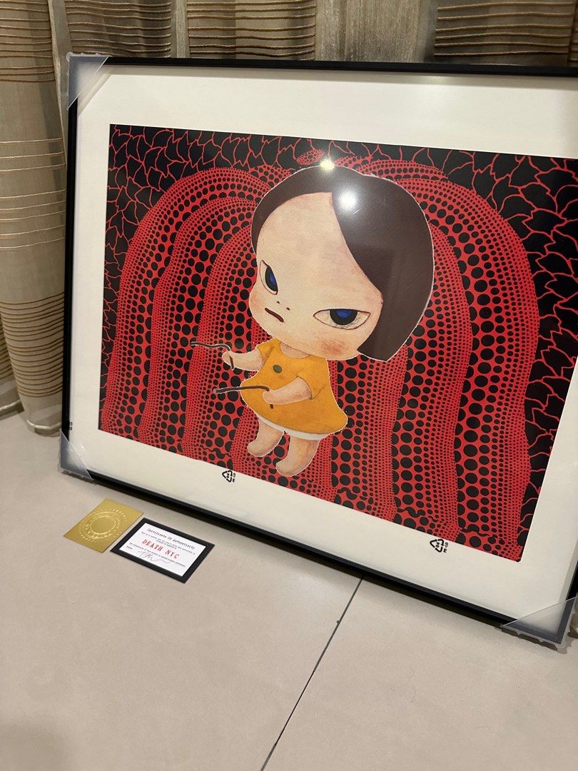 Death NYC 奈良美智x草間彌生限量版畫(100) 已錶框, 書籍、休閒與玩具