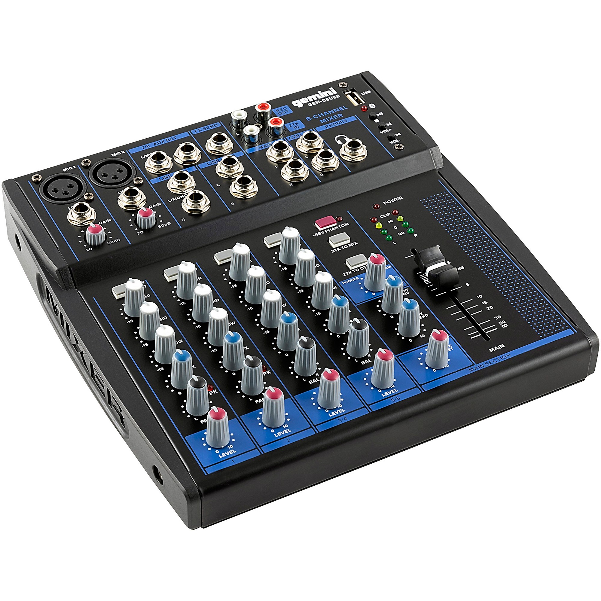 Gemini GEM-08 USB 8 Channel USB mixer With Bluetooth | Music & Arts