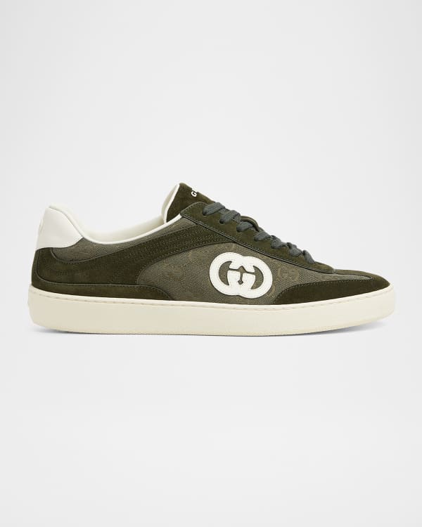 Gucci Men's Embroidered GG Low-Top Sneakers | Neiman Marcus