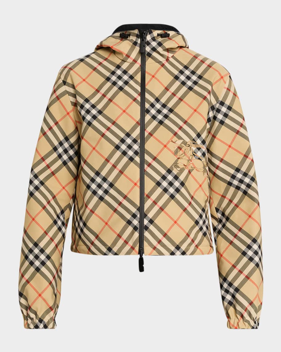 Burberry Reversible Check Crop Zip Jacket | Neiman Marcus