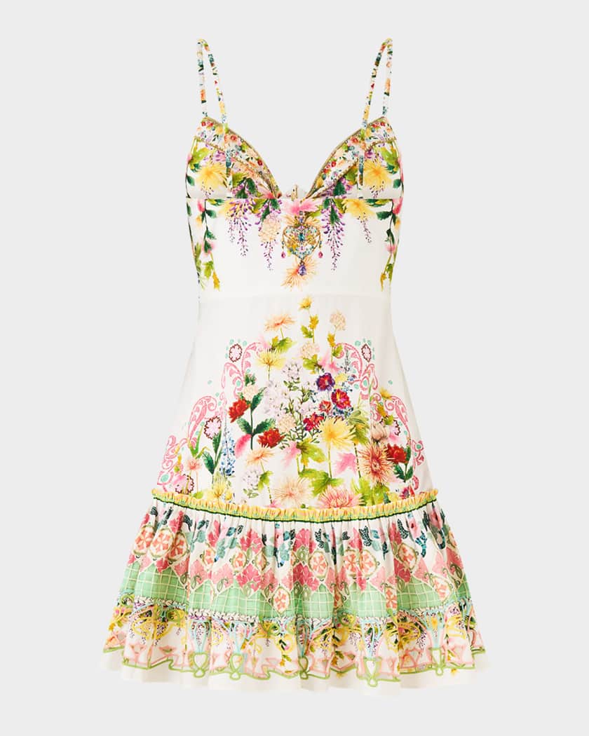 Camilla Tie-Front Mini Dress | Neiman Marcus