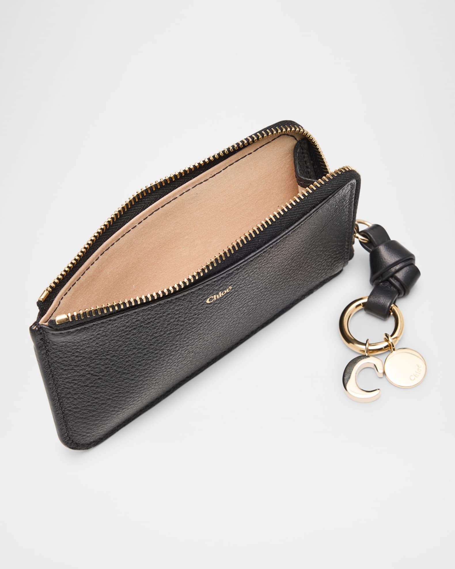 Chloe Alphabet Zip Leather Card Case | Neiman Marcus