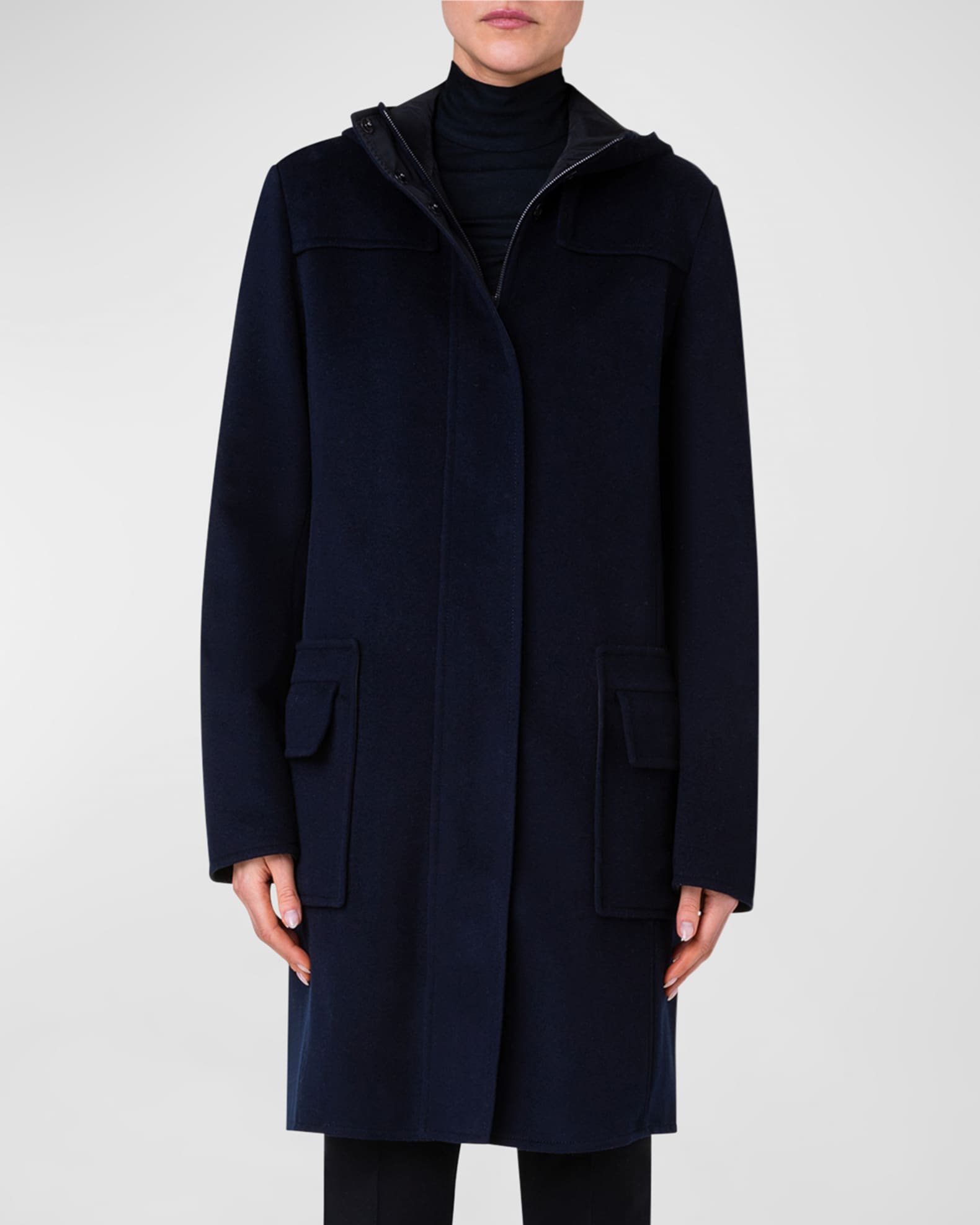 Akris punto Duffle Reversible Hooded Coat | Neiman Marcus