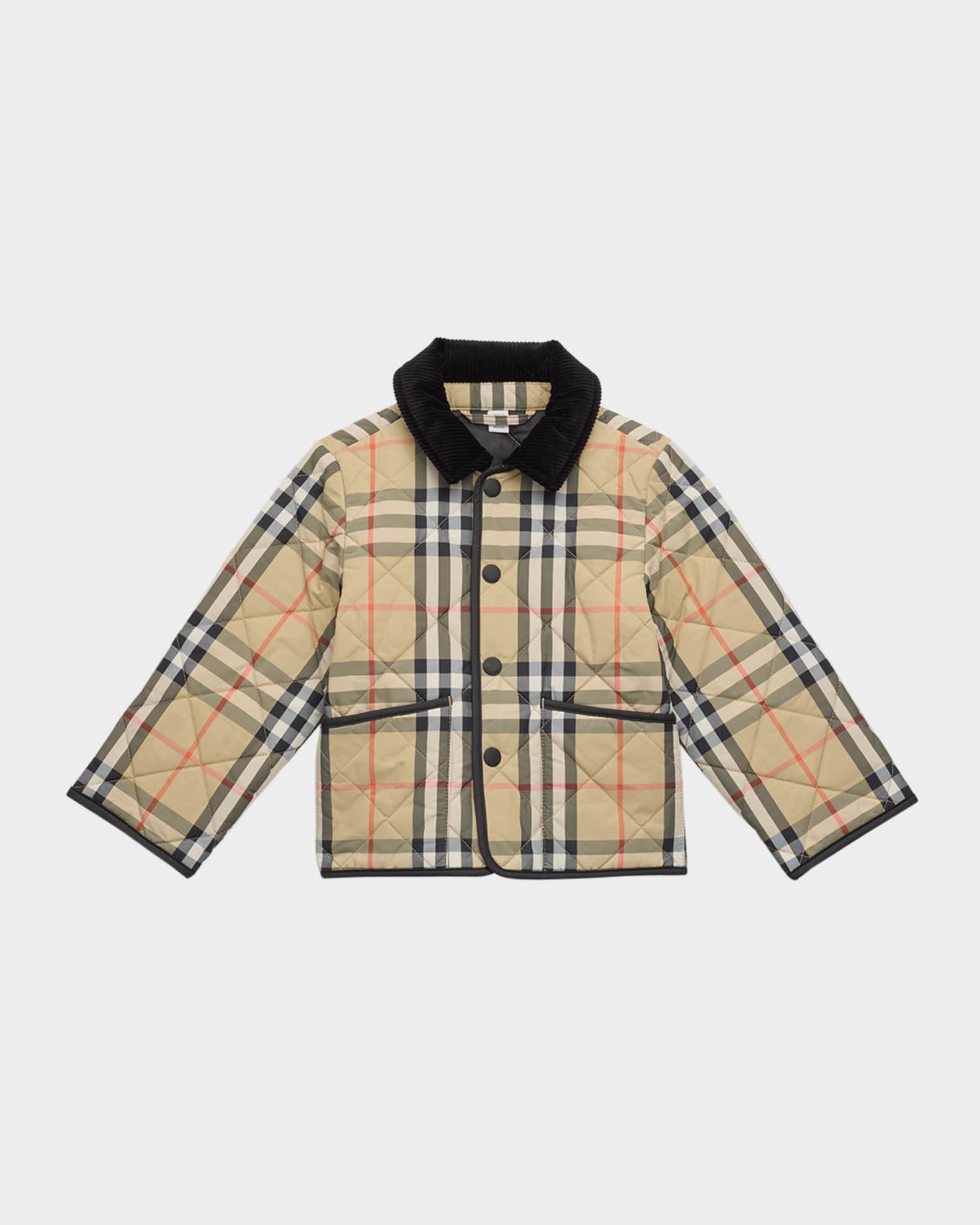 Burberry Boy's Milo Check Quilted Jacket, Size 12M-2T | Neiman Marcus