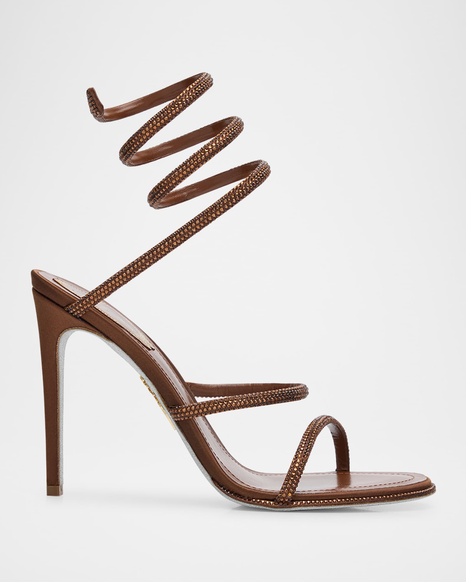 Rene Caovilla Cleo Crystal Satin Snake-Wrap Sandals | Neiman Marcus