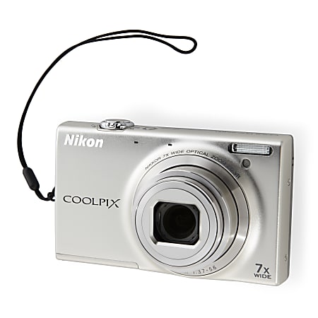Nikon Coolpix S6100 16.0 Megapixel Digital Camera Silver - Office