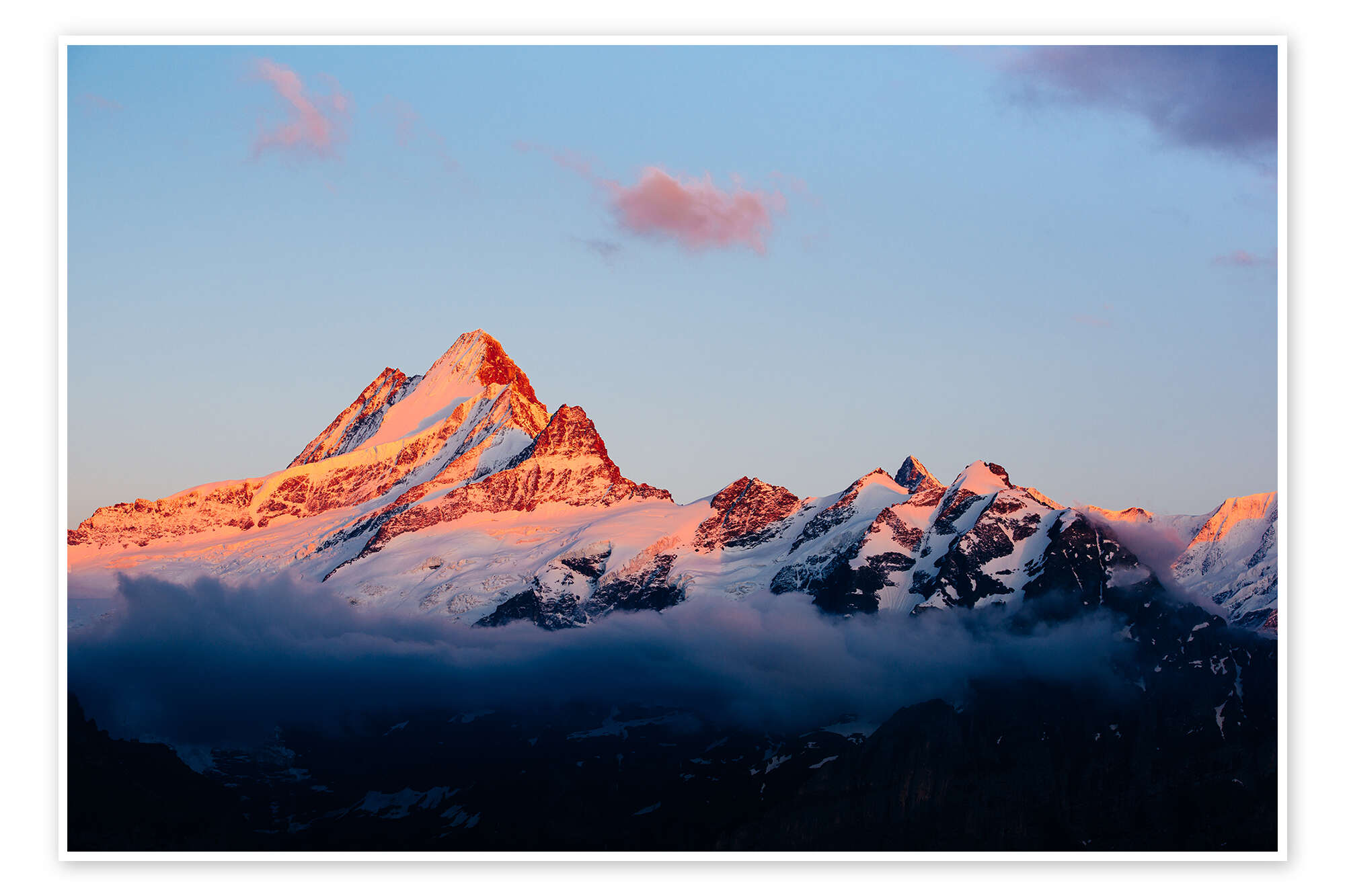 Schreckhorn alpen glow at sunset View from First, Grindelwald