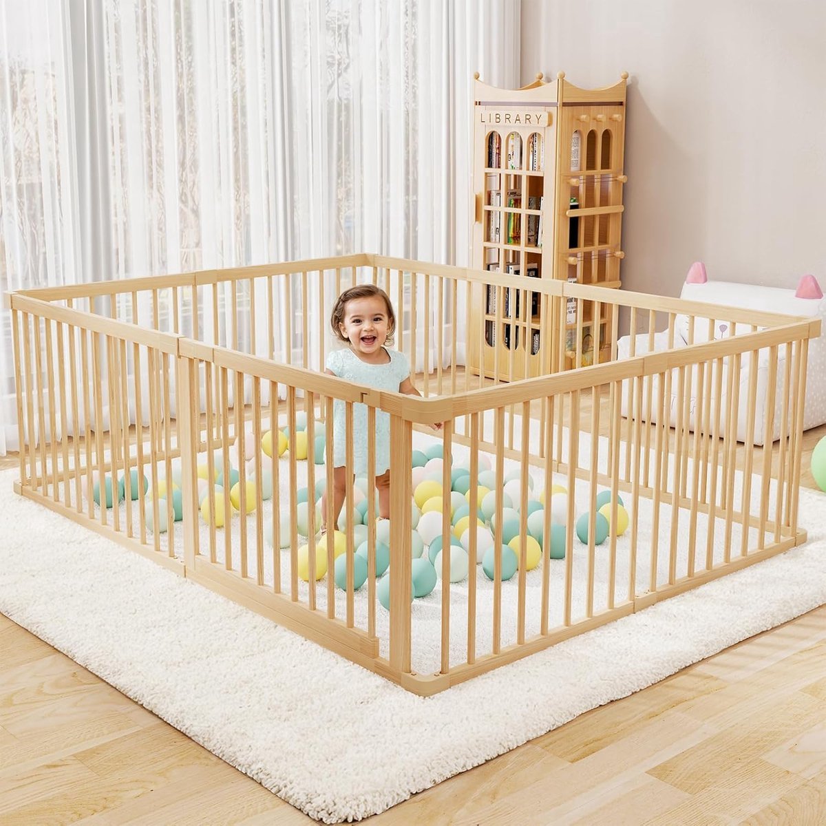 Lucellia Grondbox Baby - Hout 180x200x68 CM - Beige connectoren