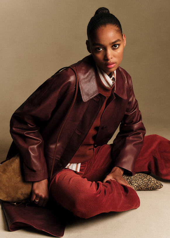 Clyde コート - キャメルスエード - ゴートレザー - Sézane