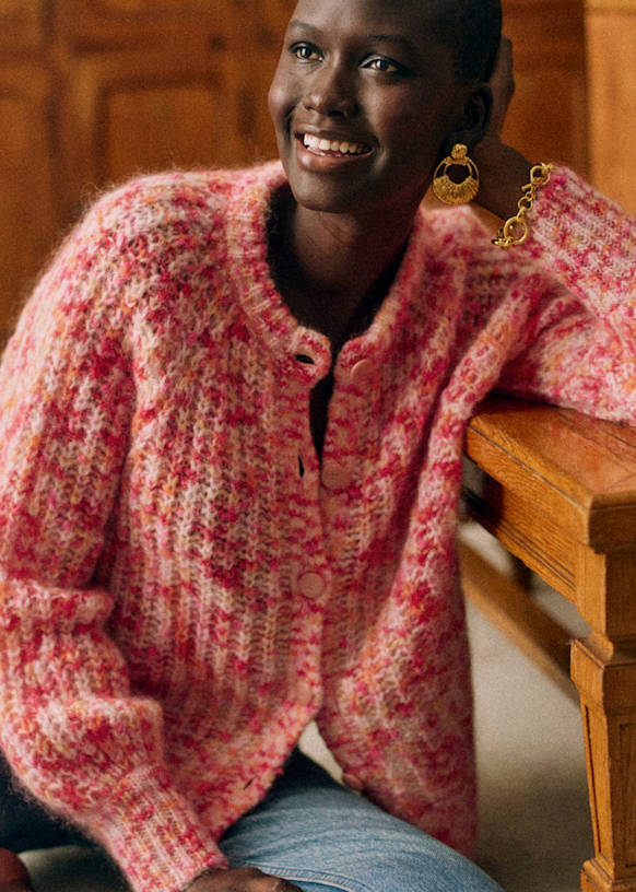Emile Cardigan - Multicoloured Pink Orange - Merino Wool - Sézane