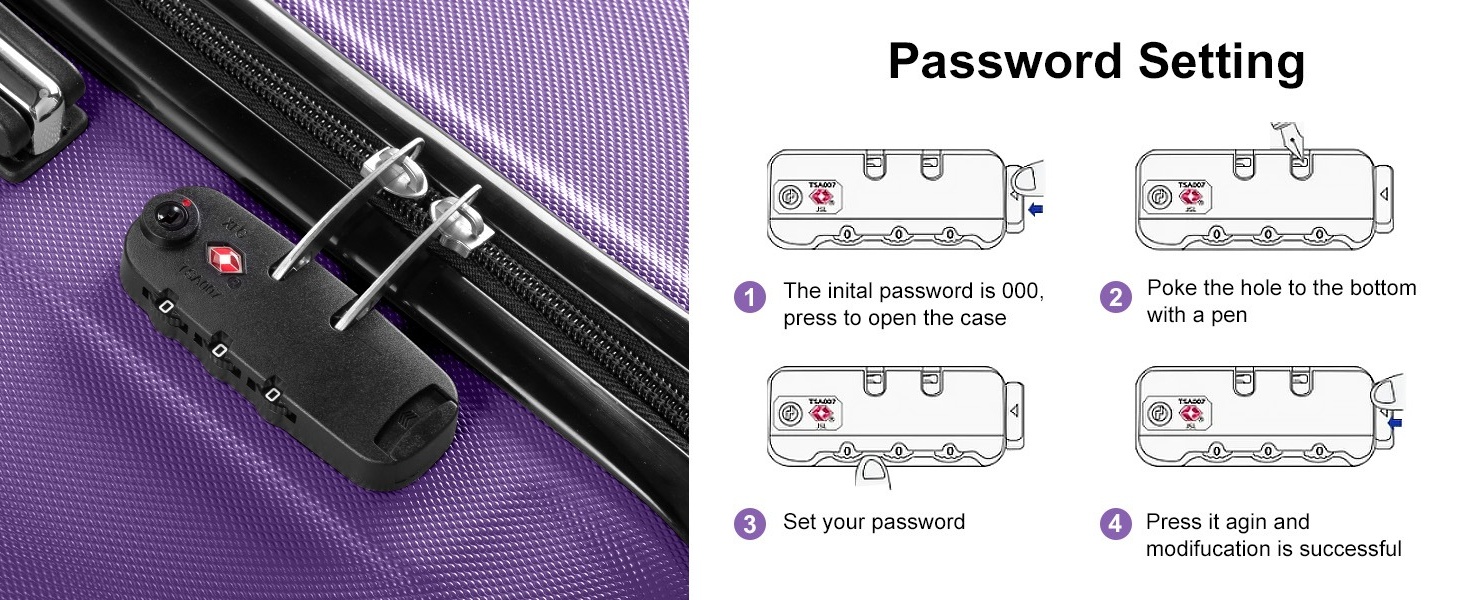 Zimtown 3 Piece Hardshell Luggage Set, Lightweight Spinner