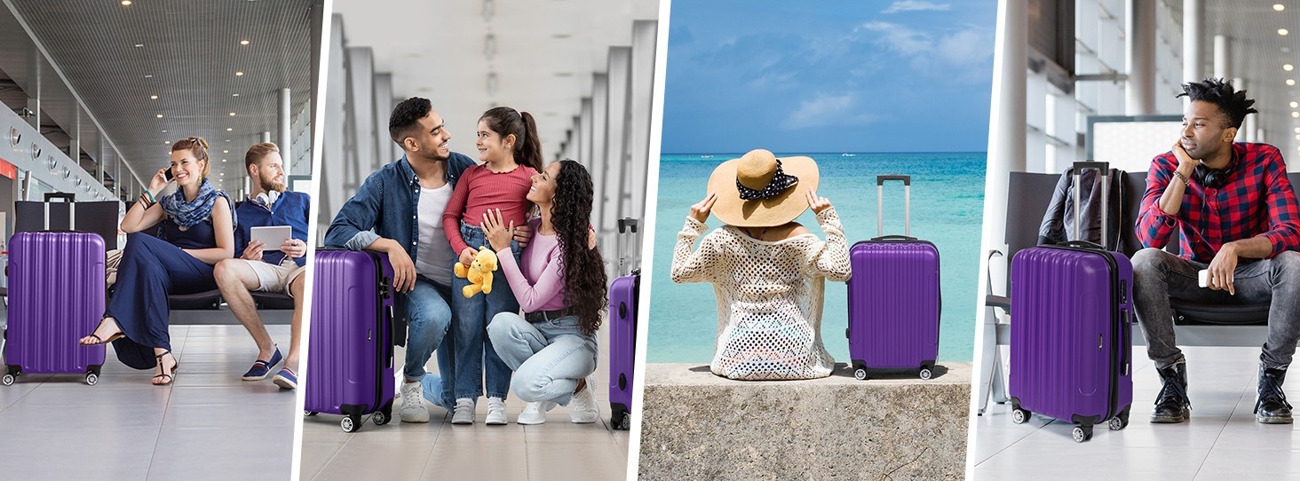 Zimtown 3 Piece Nested Spinner Suitcase Luggage Set With TSA Lock