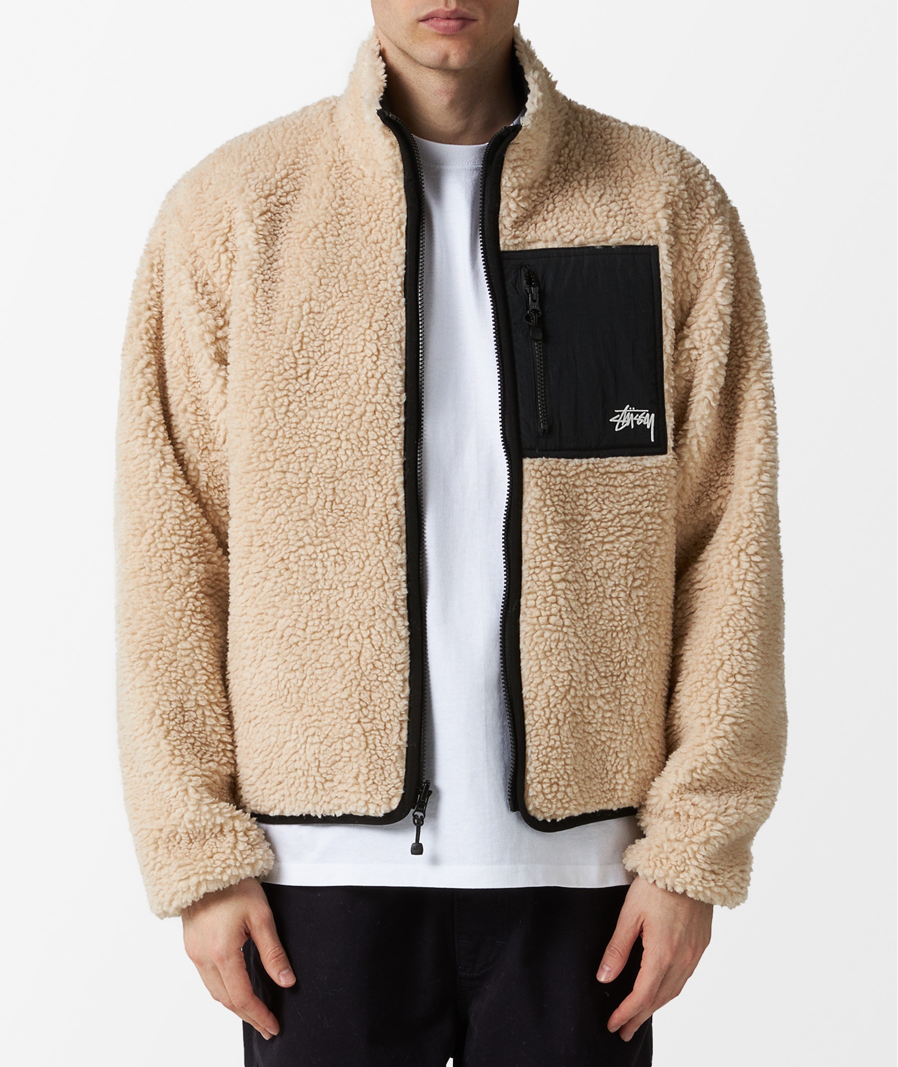 Stüssy Sherpa Reversible Jacket in Beige | SVD USA