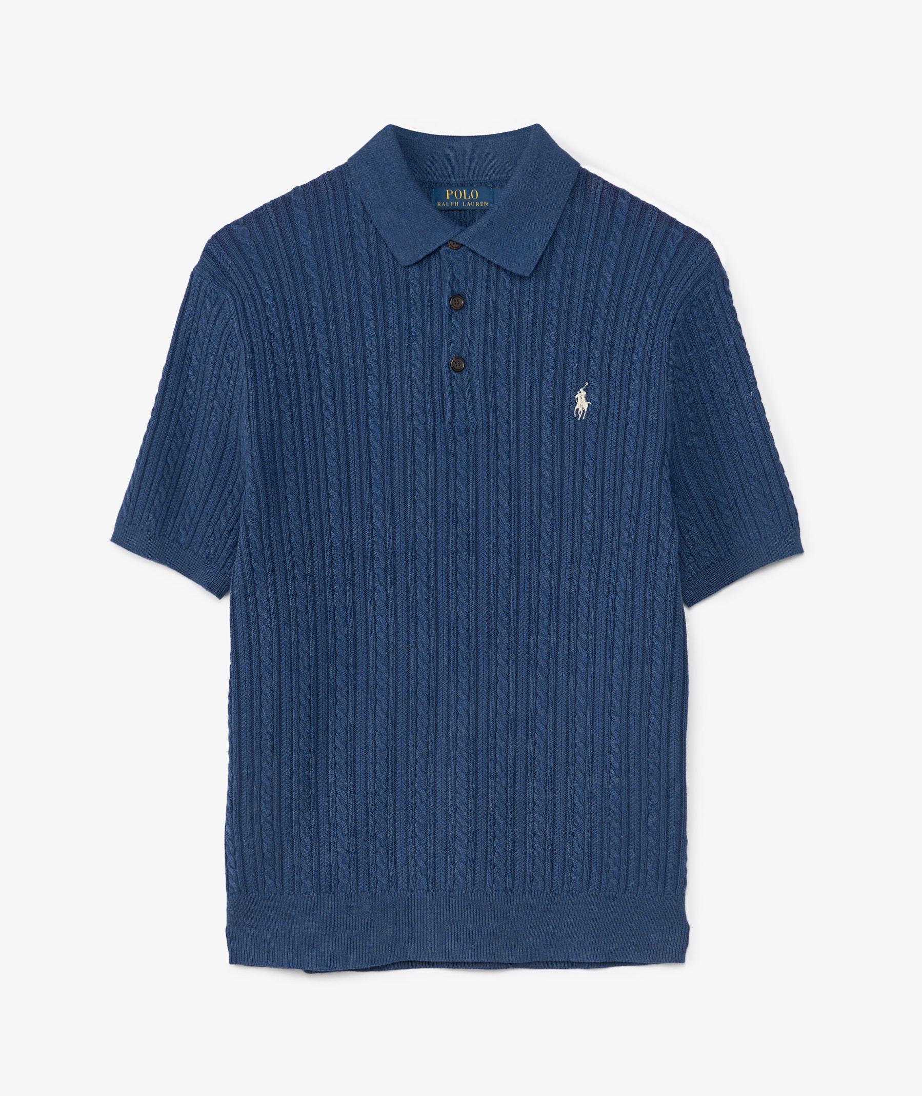Polo Ralph Lauren Cable-Knit Cotton Polo Jumper | Navy | SVD