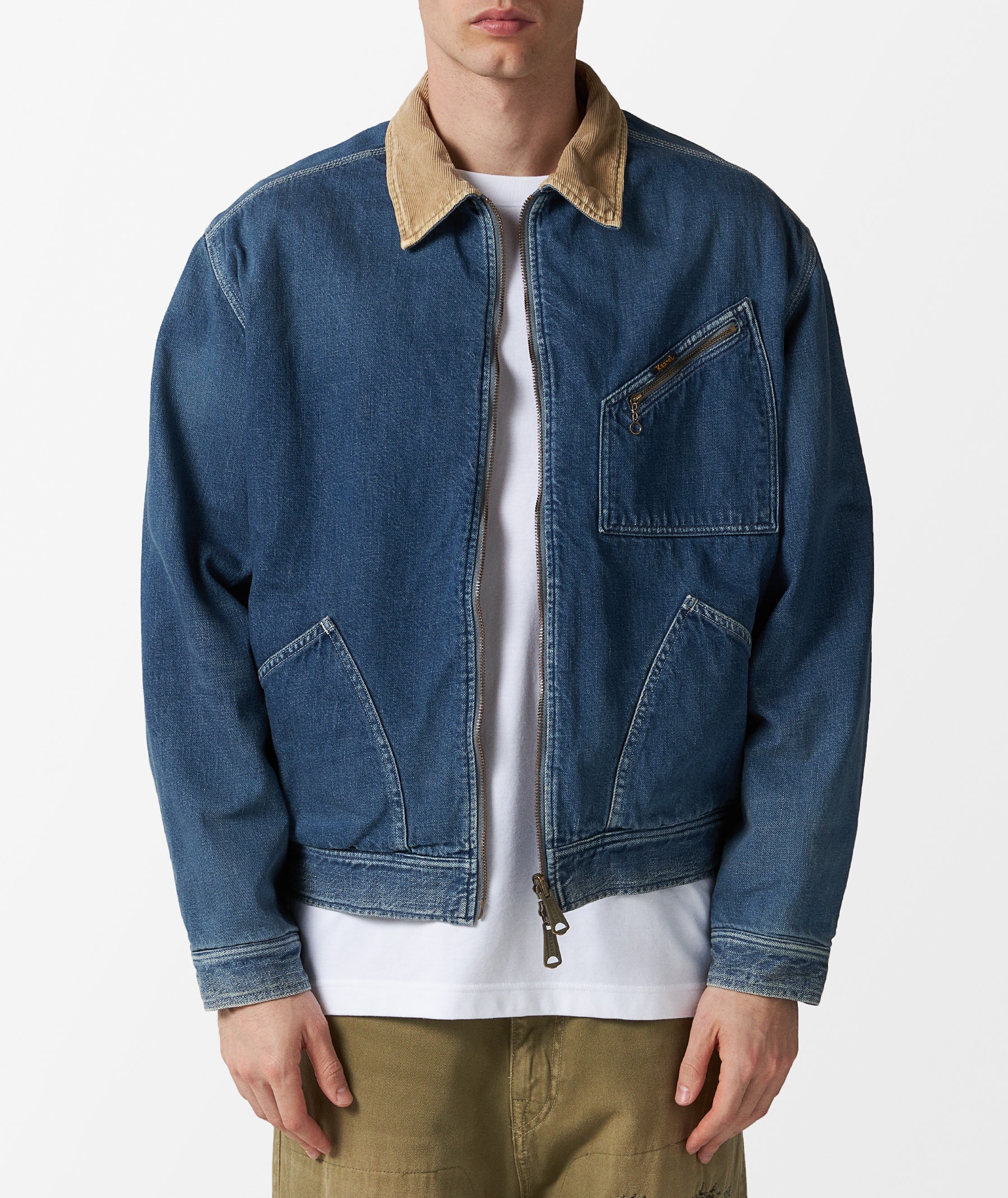 KAPITAL 11.5oz Denim Reversible Zip-Up Work Jacket in Blue | SVD USA
