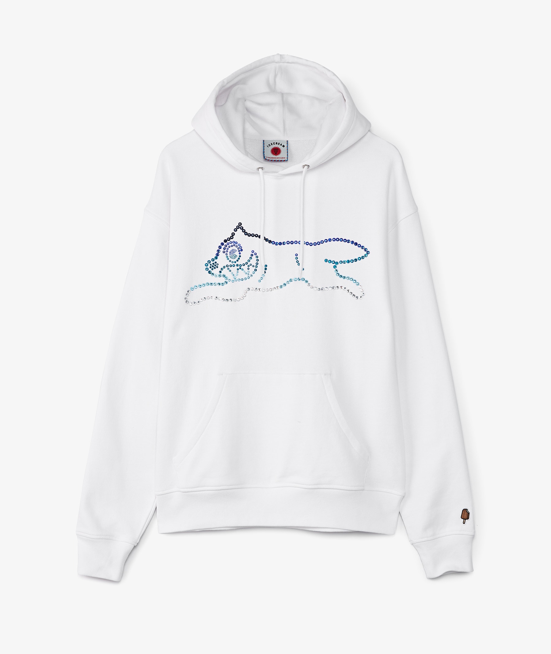 White Icecream Crystal Running Dog Hoodie | SVD
