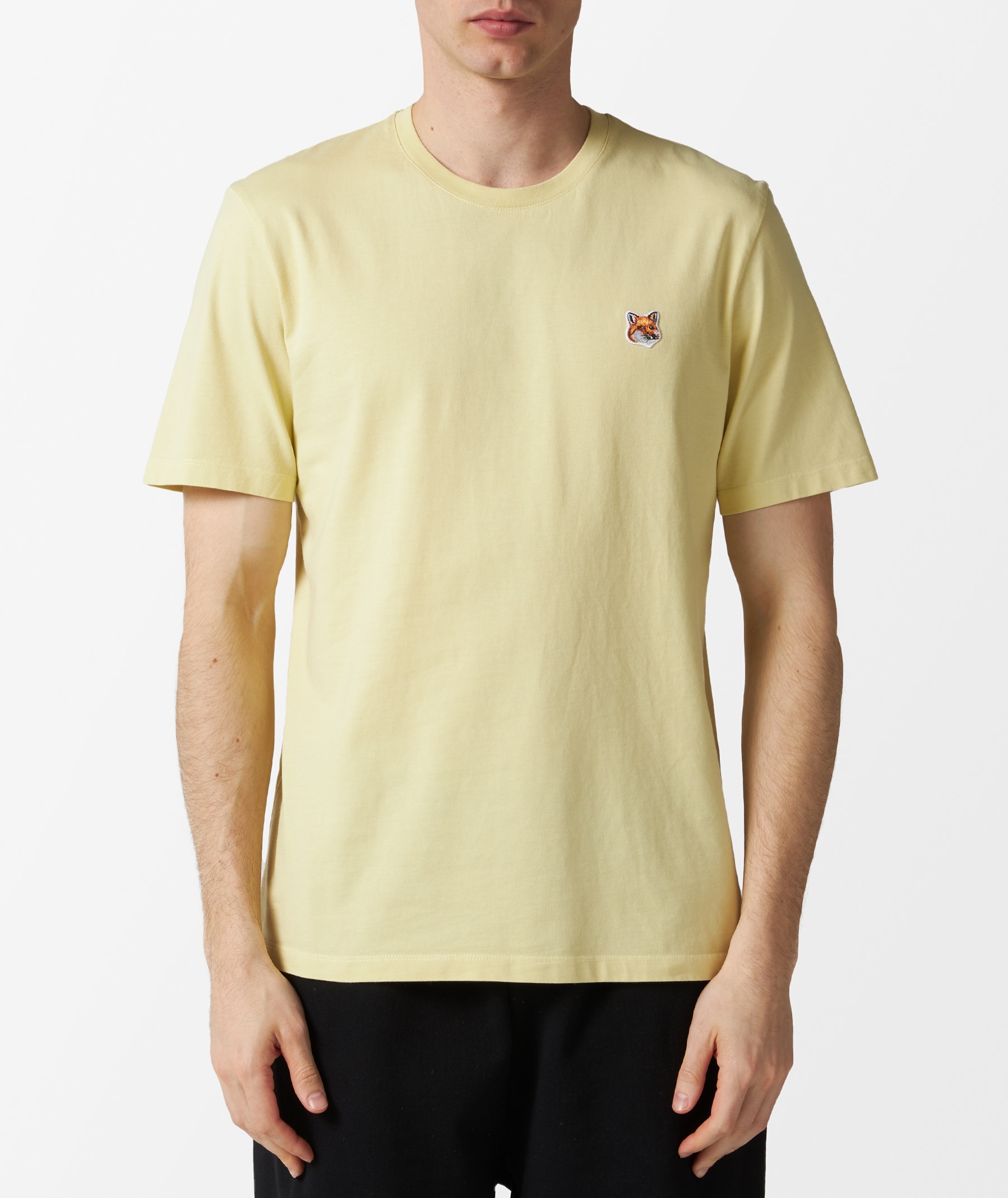 MAISON KITSUNÉ Fox Head Patch T-Shirt in Yellow | SVD USA