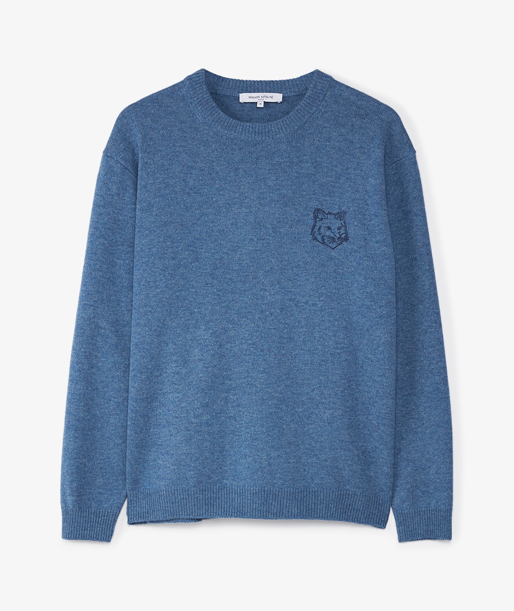 MAISON KITSUNÉ Bold Fox Head Embroidered Sweater in Blue | SVD USA