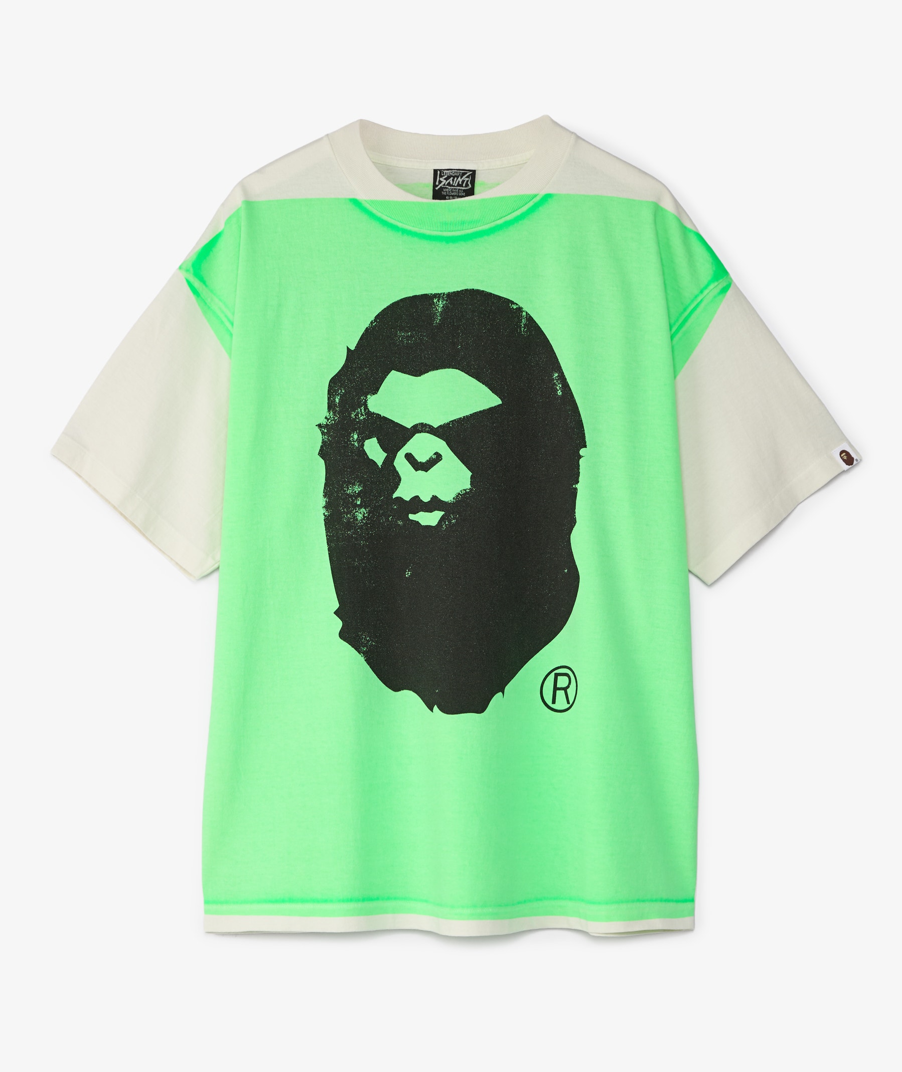 SAINT Mxxxxxx Hand Print T-Shirt x BAPE® | Neon Green | SVD USA