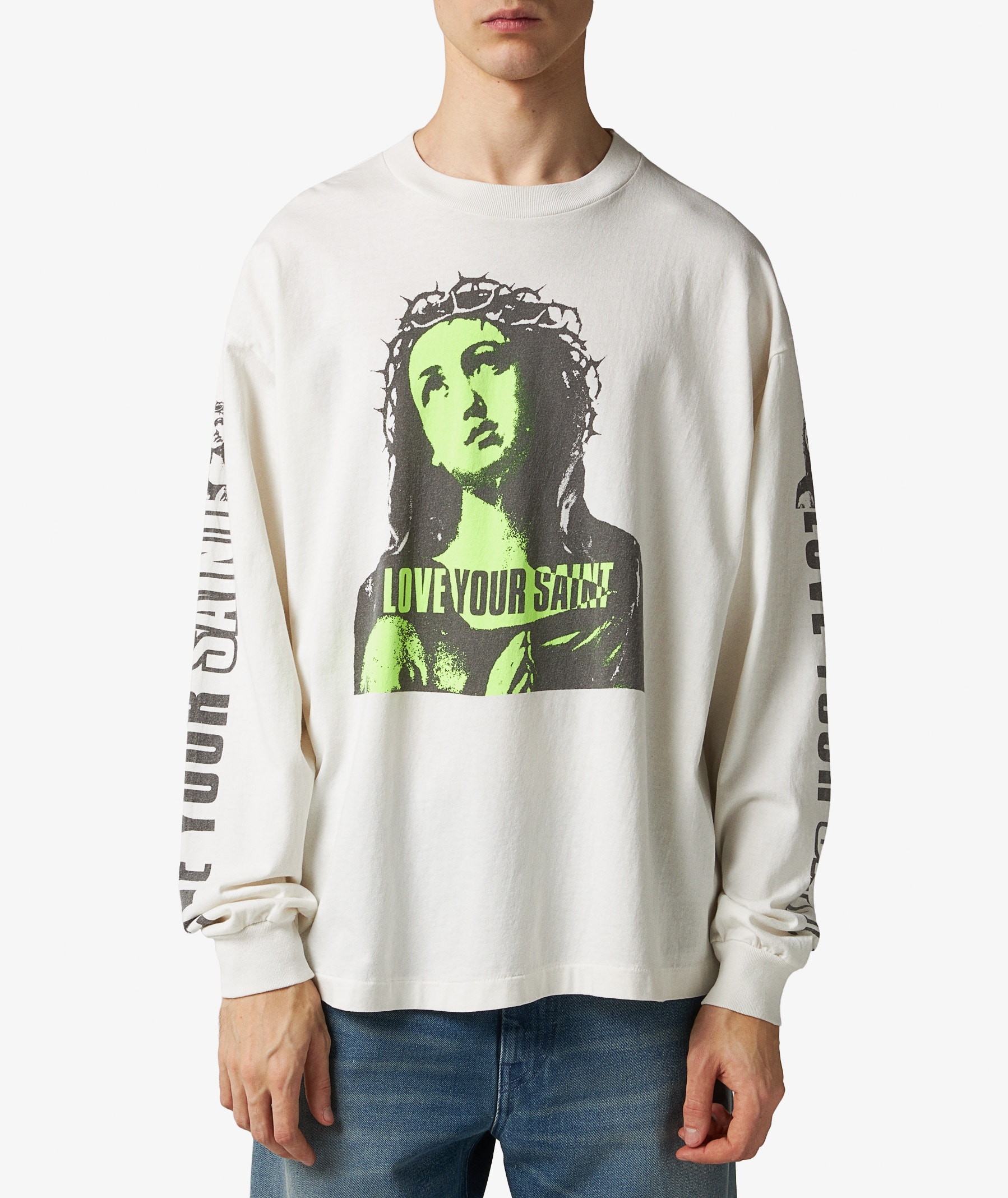 SAINT Mxxxxxx Love ur Saint Long Sleeve T-Shirt | Off White | SVD USA