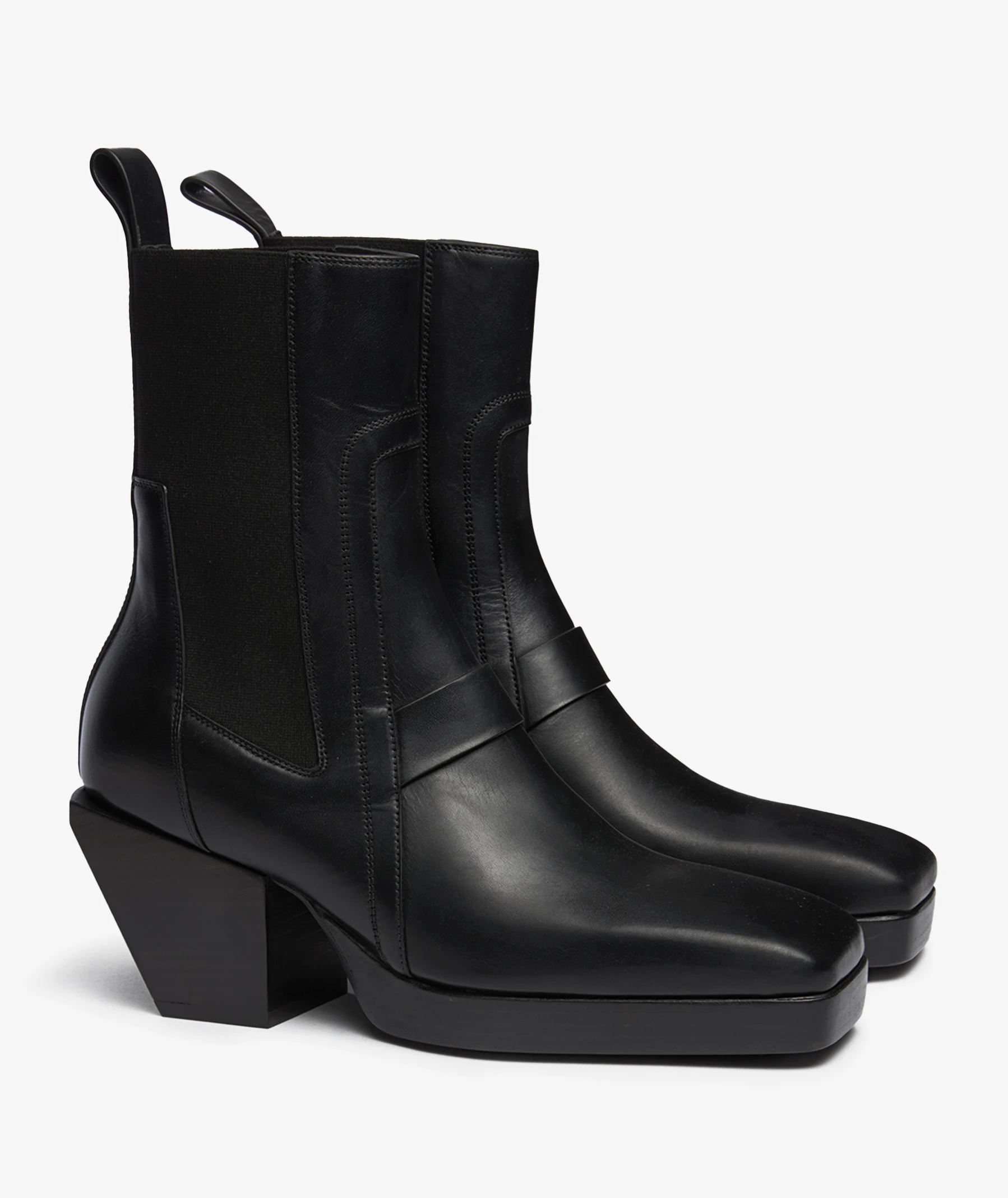 Black Rick Owens Leather Heeled Silver Boots | SVD