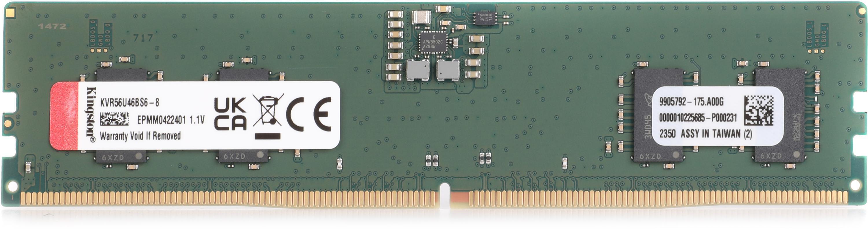 Kingston 8GB DDR5-5600 ValueRAM Memory Module - 8GB | Sweetwater