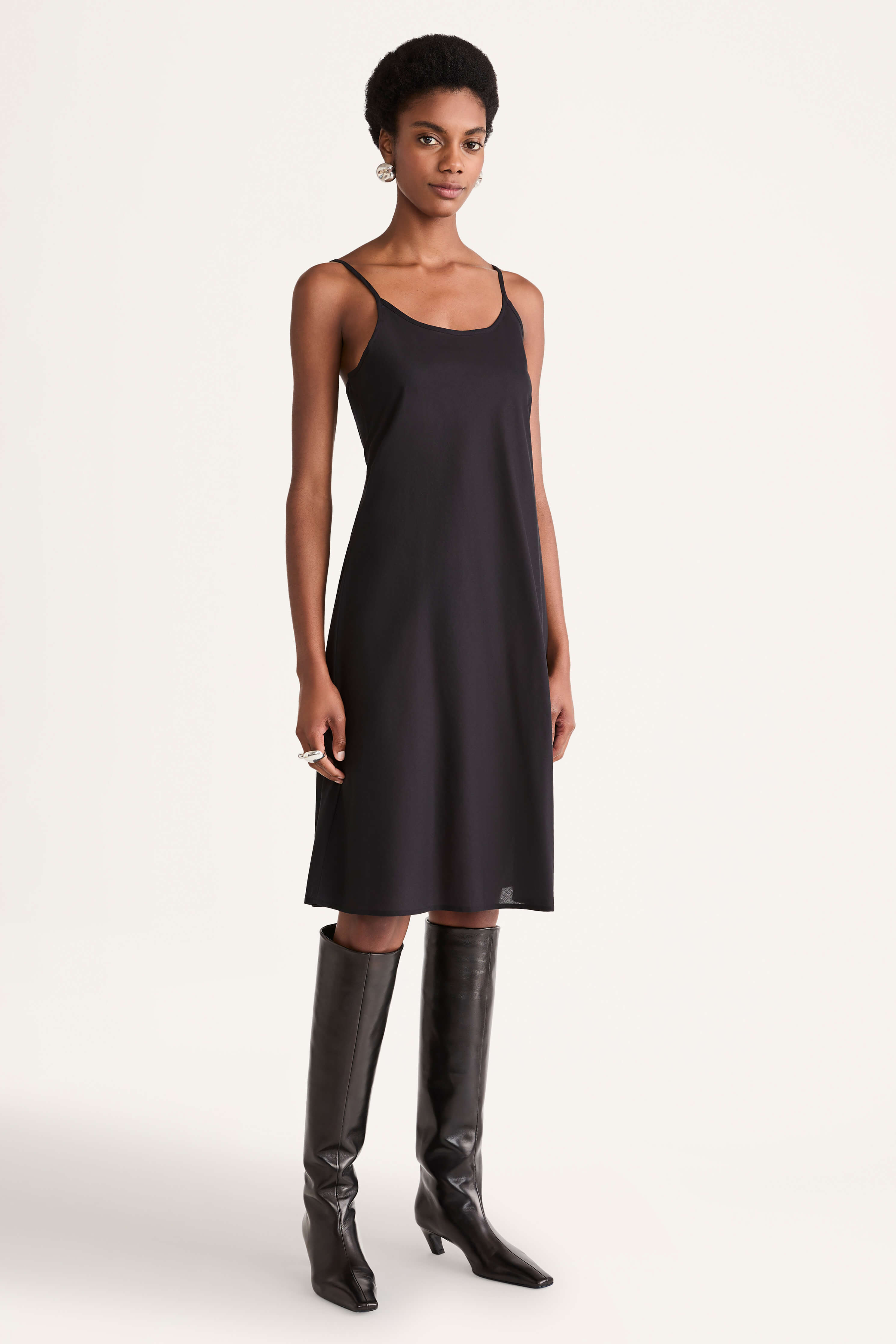 Merlette Midi Slip Dress in Black