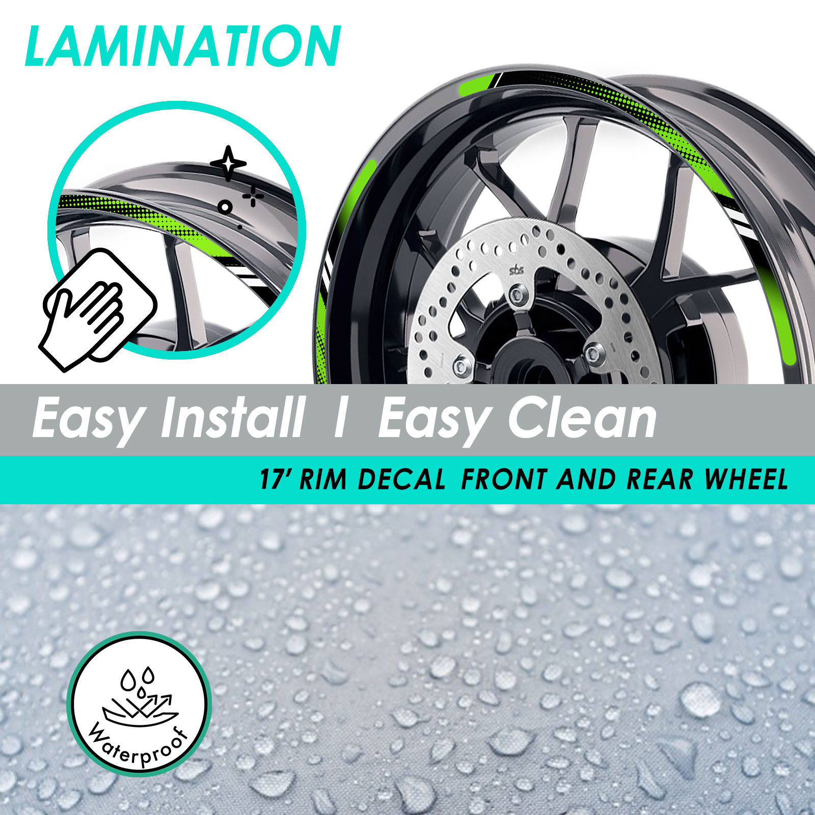 Blue R03B 17'' Rim Wheel Sticker For Kawasaki Ninja ZX6R 1995-2021