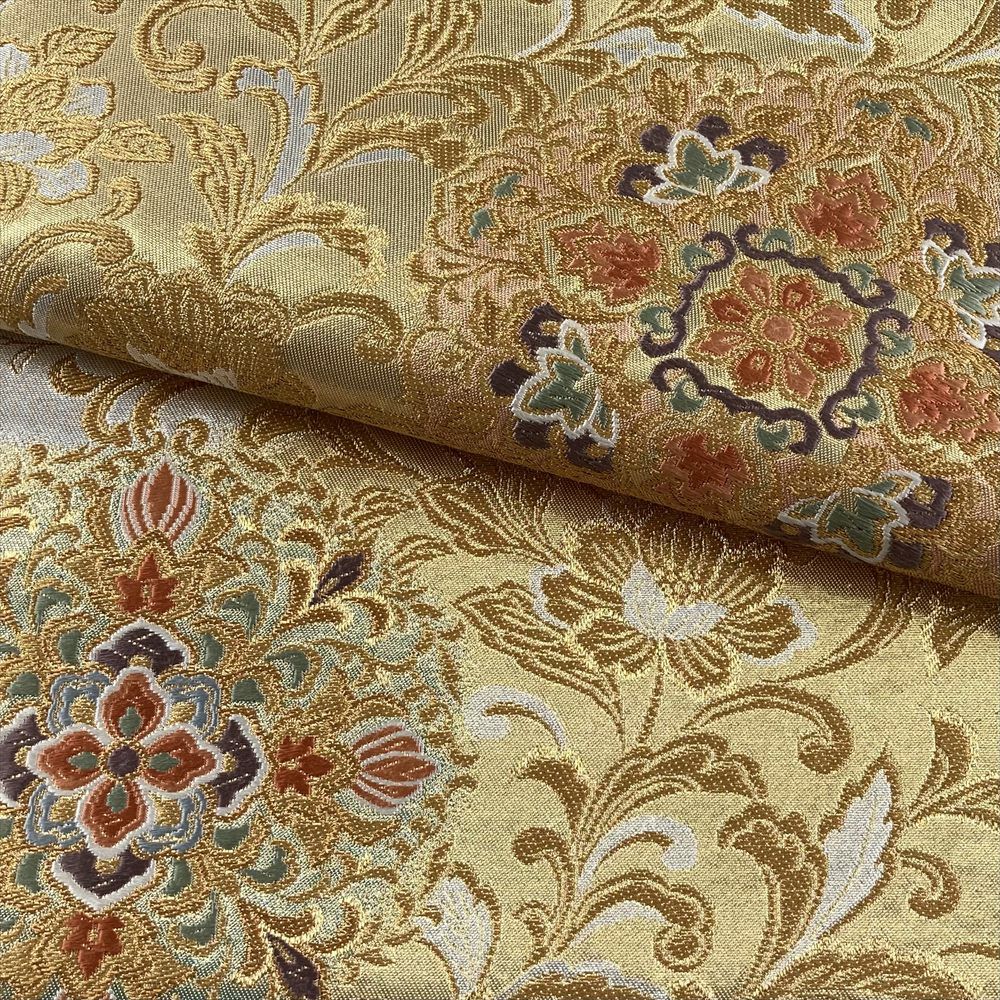 中古）袋帯 金 銀 フォーマル 六通 金糸 引き箔 天平文様 絹