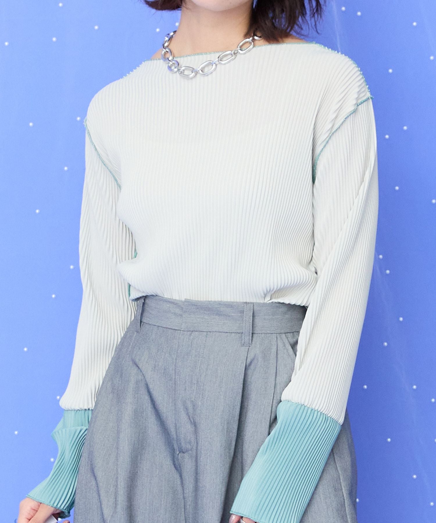 レディース トップス カットソー バイカラー 長袖 薄手｜JETSET SOLO