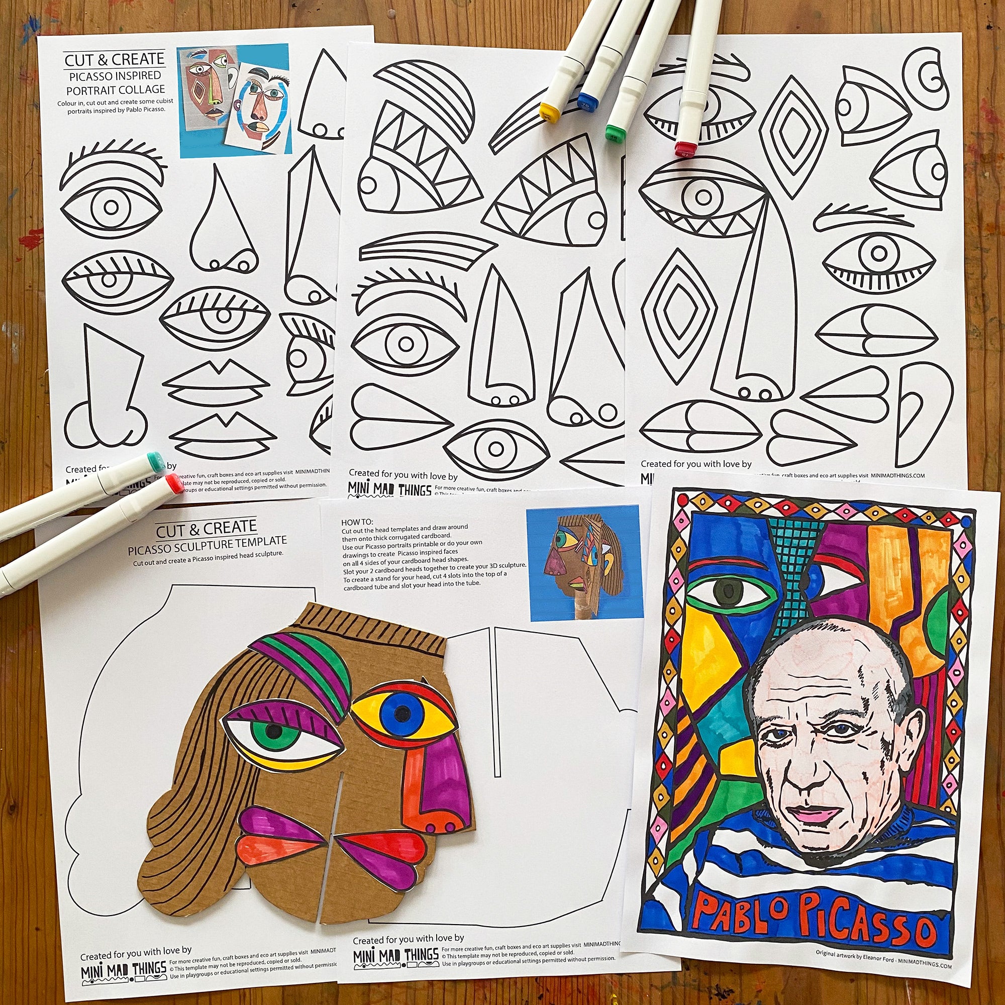 Pablo Picasso - Printable activity sheets - Mini Mad Things