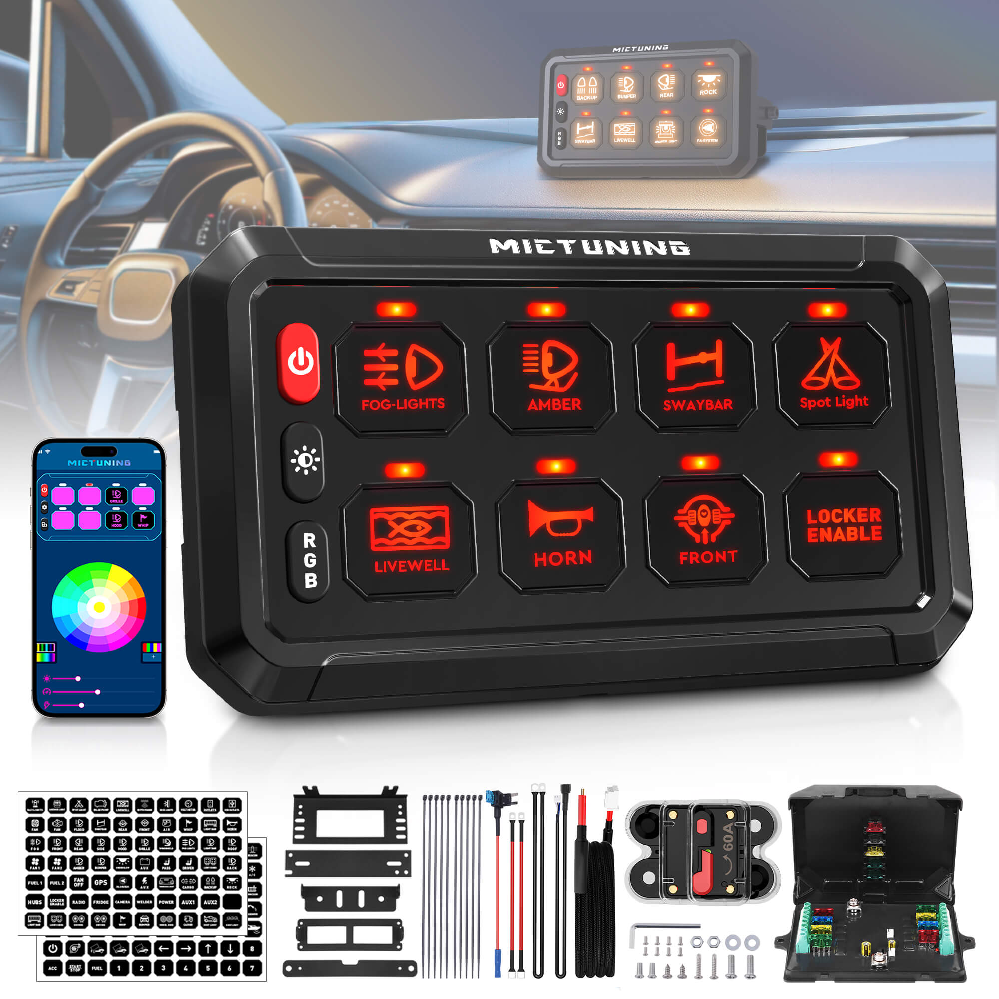 MICTUNING P1s-APP RGB Switch Panel with APP Control, 8/12 Gang 5