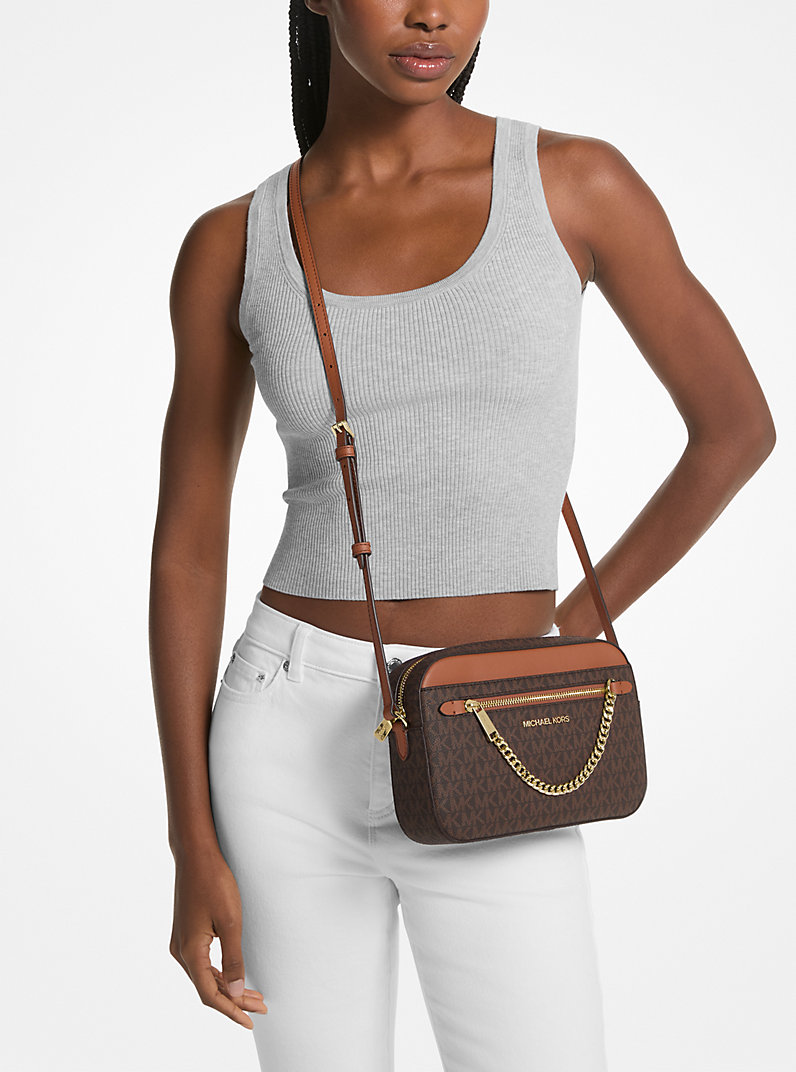 Jet Set Large Logo Crossbody Bag in BROWN - Sale | Michael Kors [US]